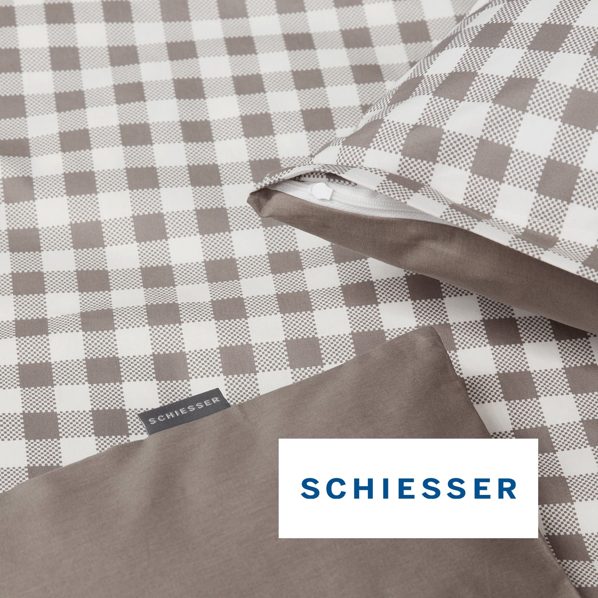 Schiesser Wendebettwäsche Vichy aus weicher Baumwolle mit Karos, Renforcé, 2 teilig, OEKO-TEX® MADE IN GREEN – Bild 4 von 5