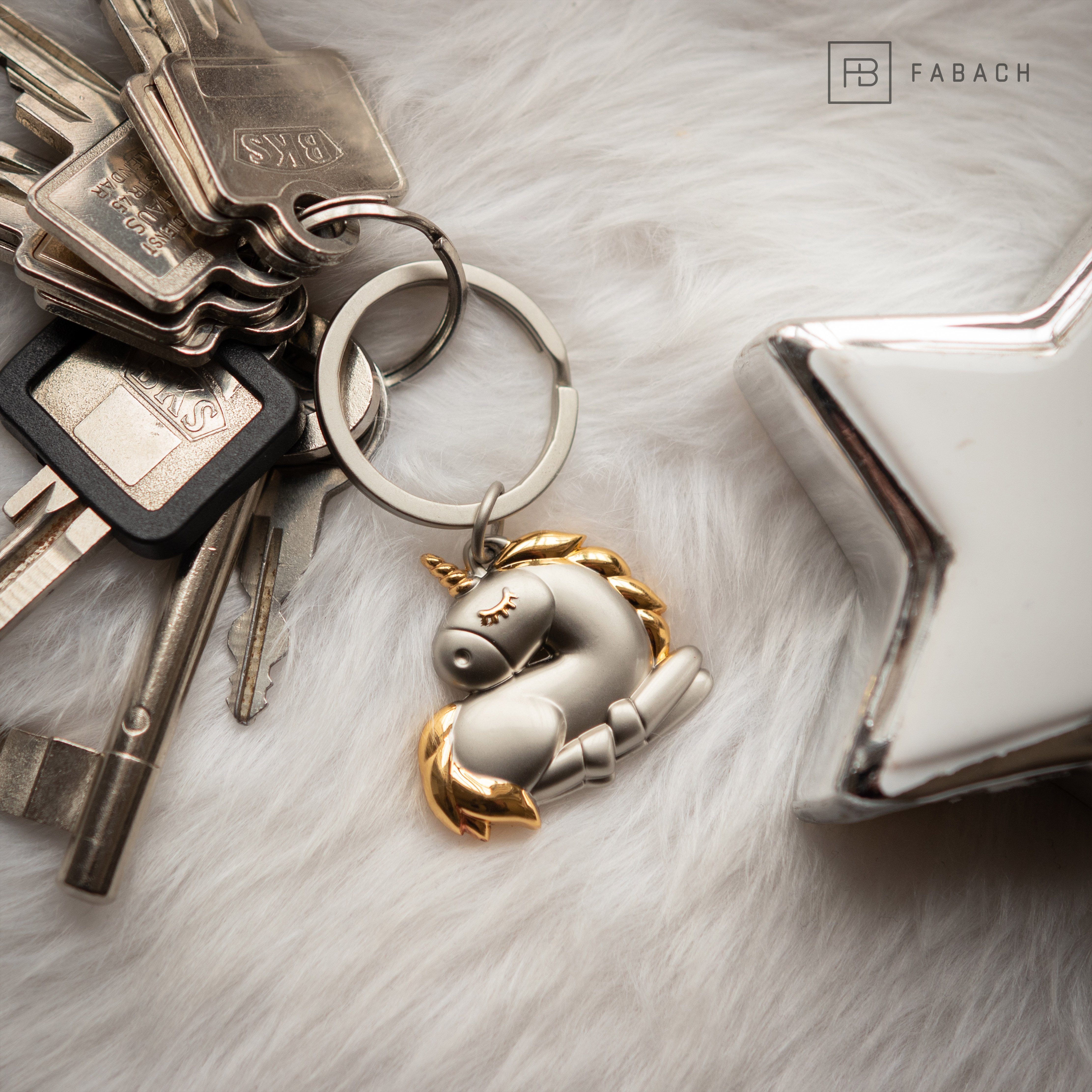 Frauen Mädchen - Schlüsselanhänger "Sleepy" FABACH Silber Anhänger Geschenk für Glücksbringer Einhorn