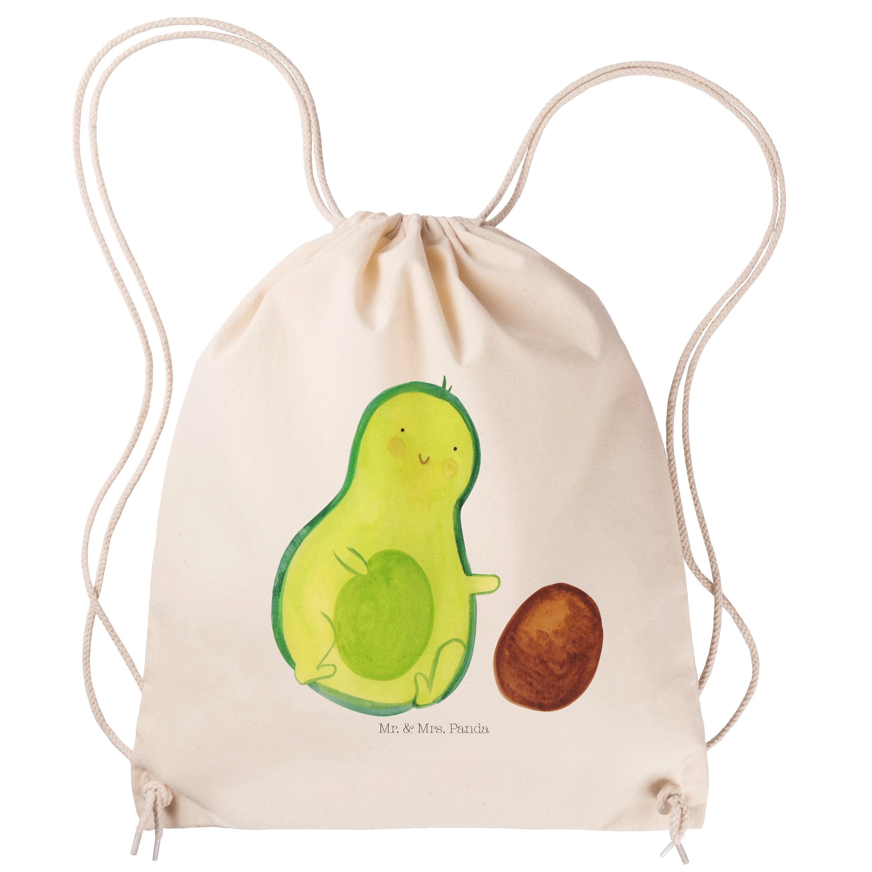 Mr. & Mrs. Panda Sporttasche Avocado rollt Kern - Transparent - Geschenk, Babyparty, Vegan, Sportb (1-tlg) | Canvas-Taschen