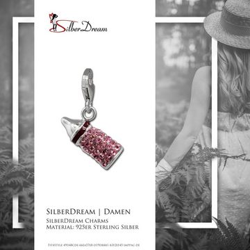 SilberDream Charm-Einhänger SilberDream rosa Charm Nuckelflasche, Charmsanhänger Nuckelflasche, 925 Sterling Silber, Farbe: rosa, fuchsi