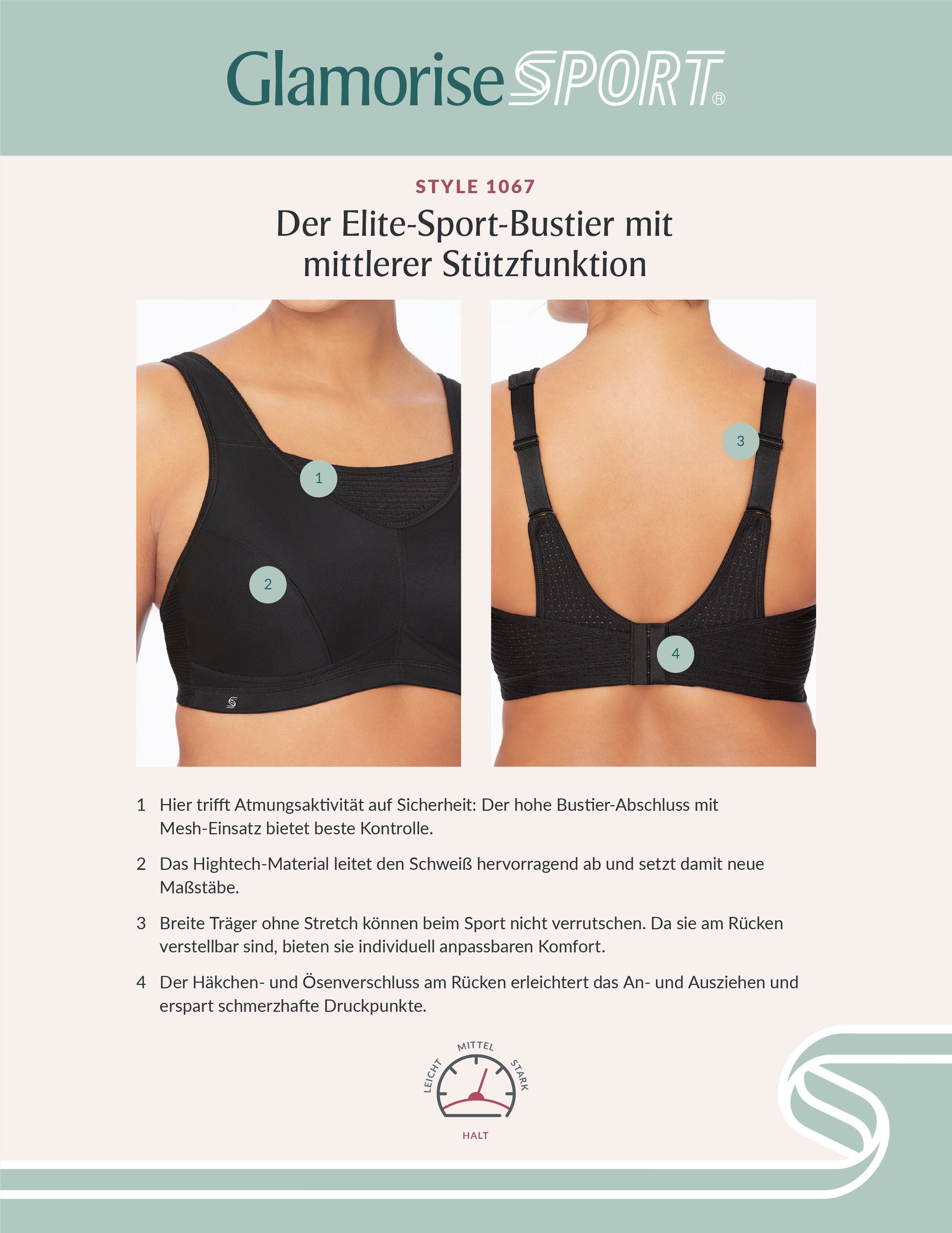 GLAMORISE Bügelloser BH Hochleistungs Sport Bustier