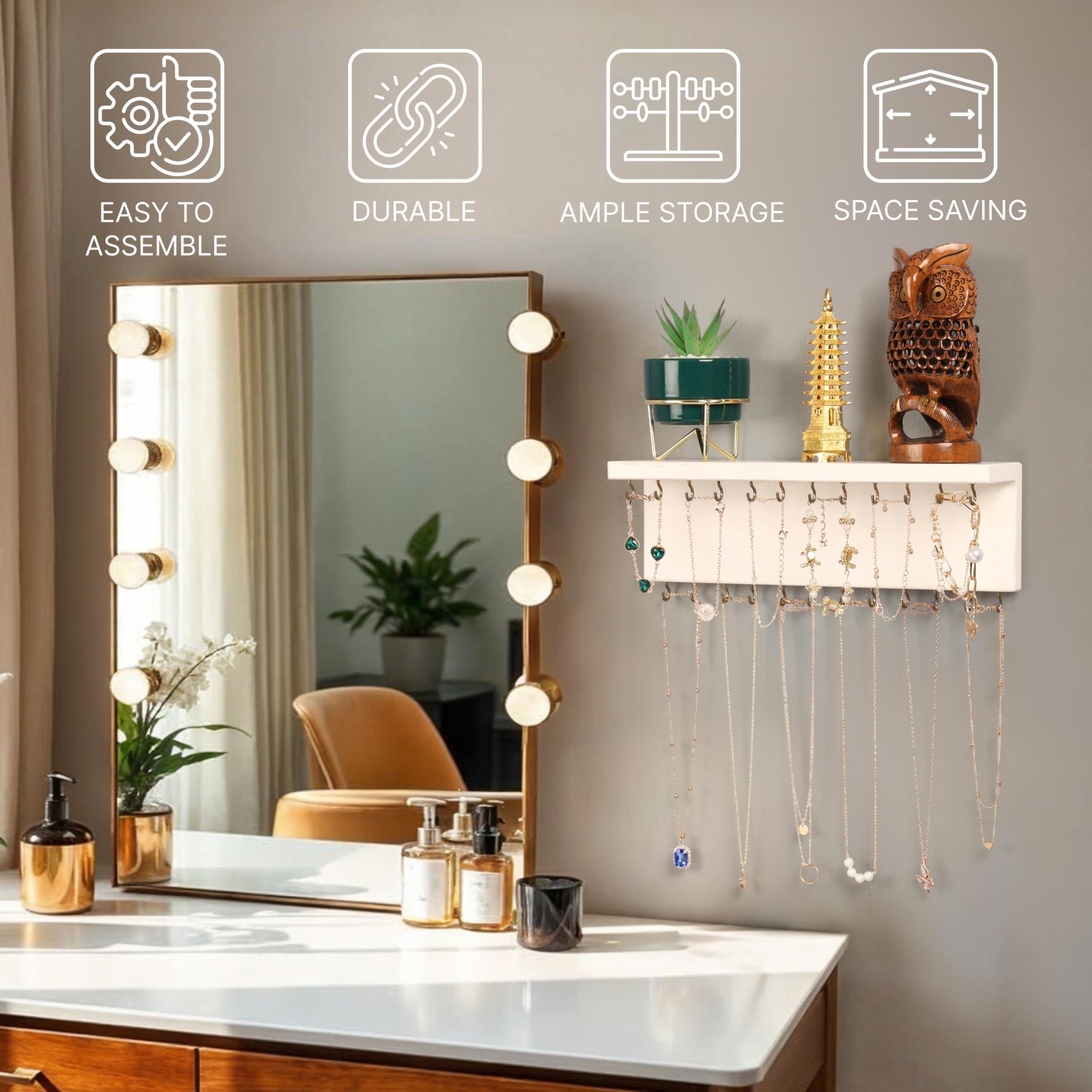 Belle Vous Schmuckschrank White Jewelry Holder Wall Shelf (1-St) günstig online kaufen