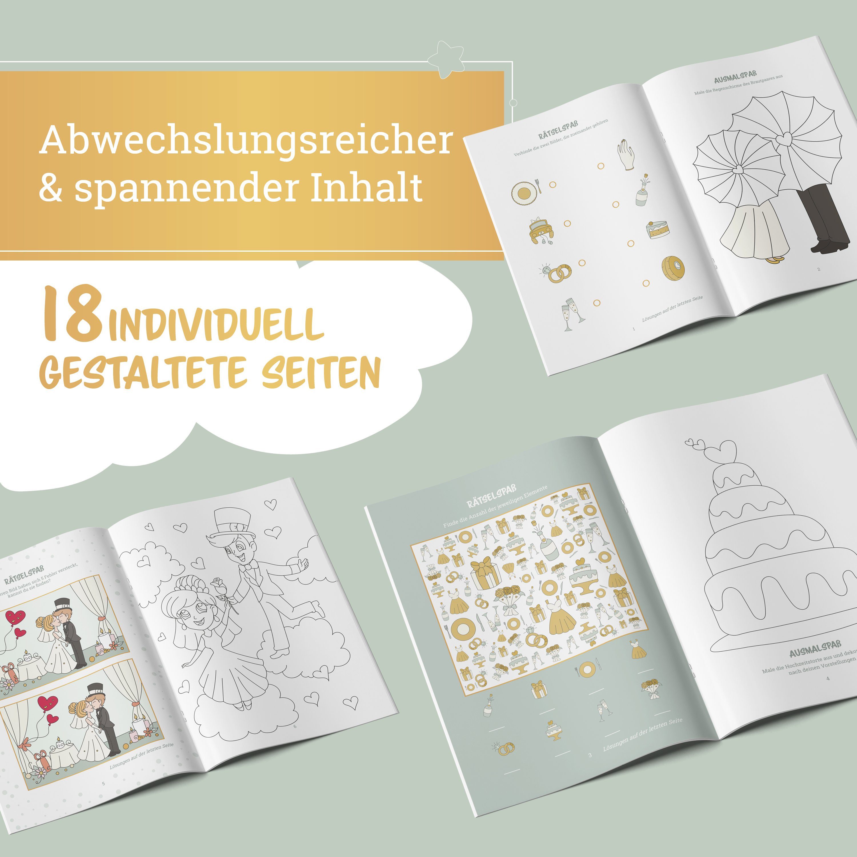 Amari Hochzeitskarte AMARI ® Hochzeitsmalbuch [inkl. Buntstifte ] - Gastgeschenk