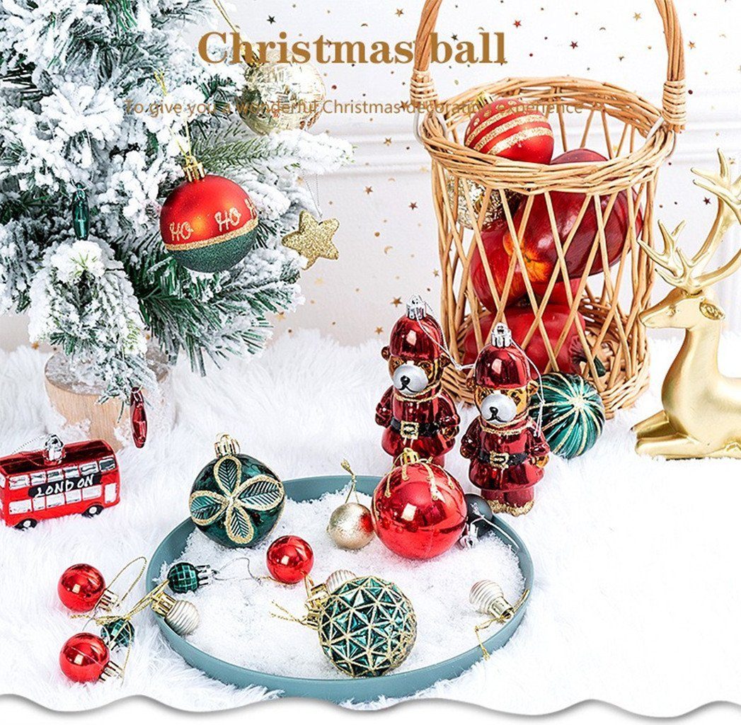 XDeer Weihnachtsbaumkugel Weihnachtsdeko Set,70 Stk Dekroset,Kunststoff Christbaumkugeln, Weihnachtsbaumsdekor Plastik Weihnachtsbaumschmuck mit Aufhänger