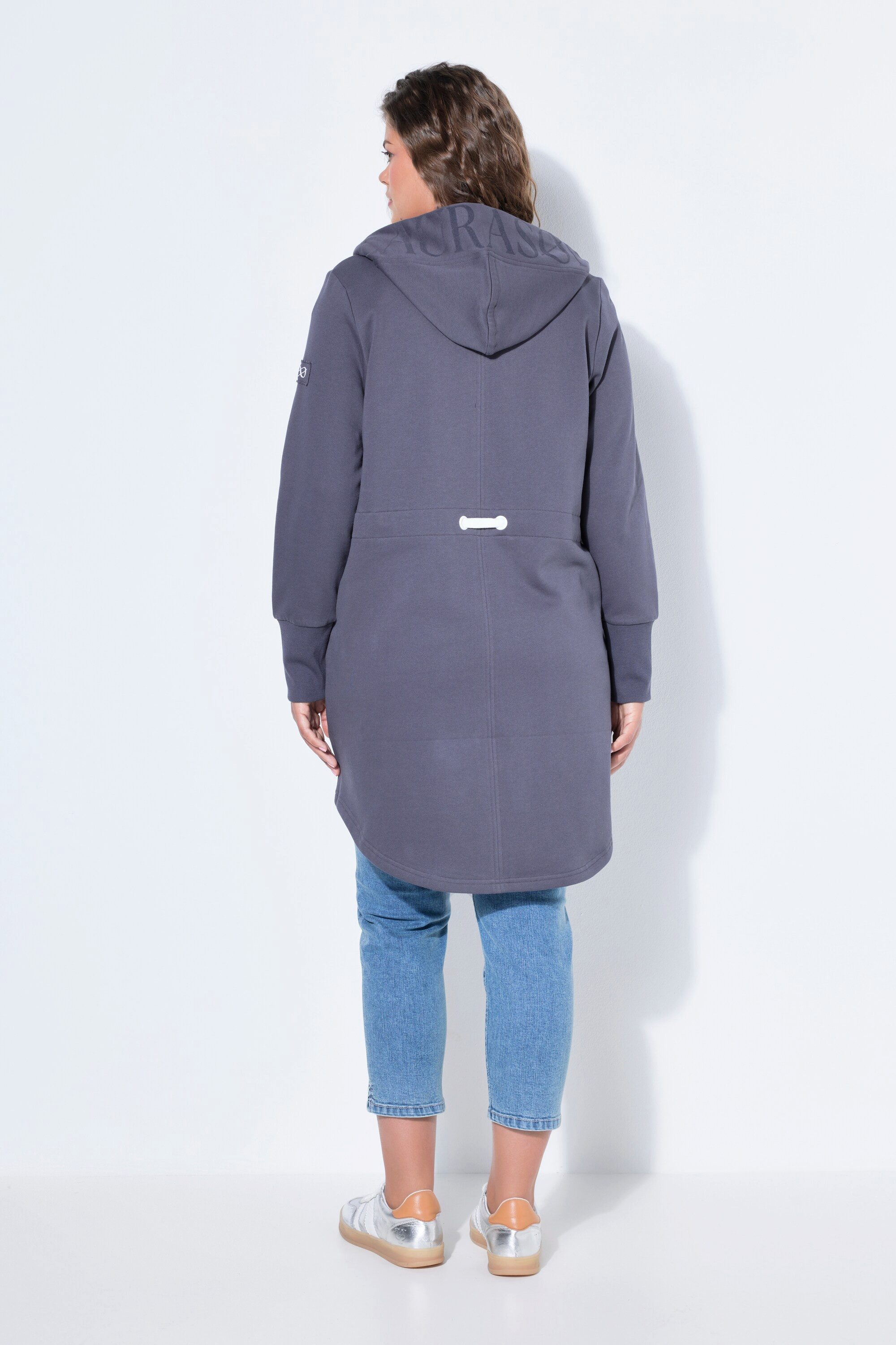 Laurasøn Sweatjacke Sweatjacke lang geschnitten Kapuze Langarm günstig online kaufen