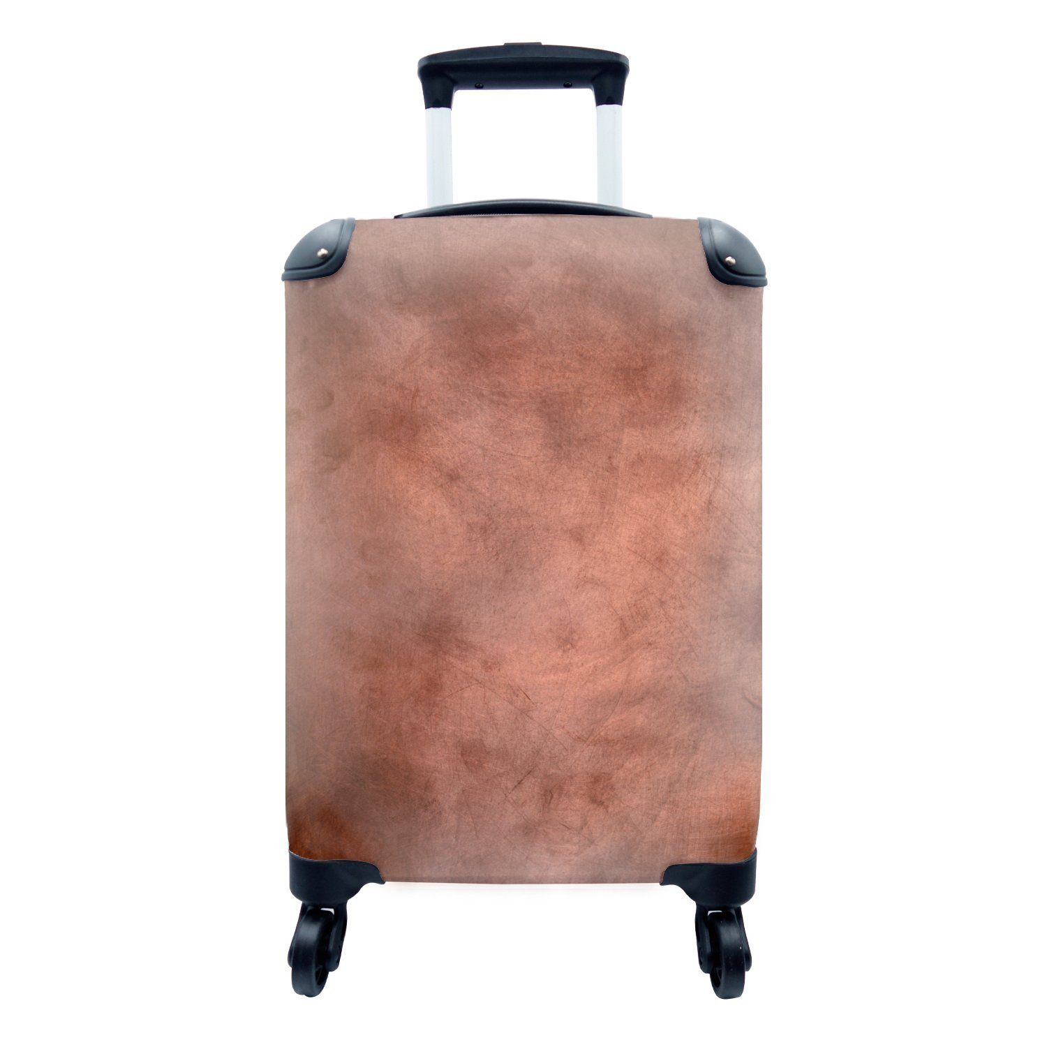 MuchoWow Handgepäckkoffer Kupferfarbener Hintergrund, 4 Rollen, Reisetasche mit rollen, Handgepäck für Ferien, Trolley, Reisekoffer