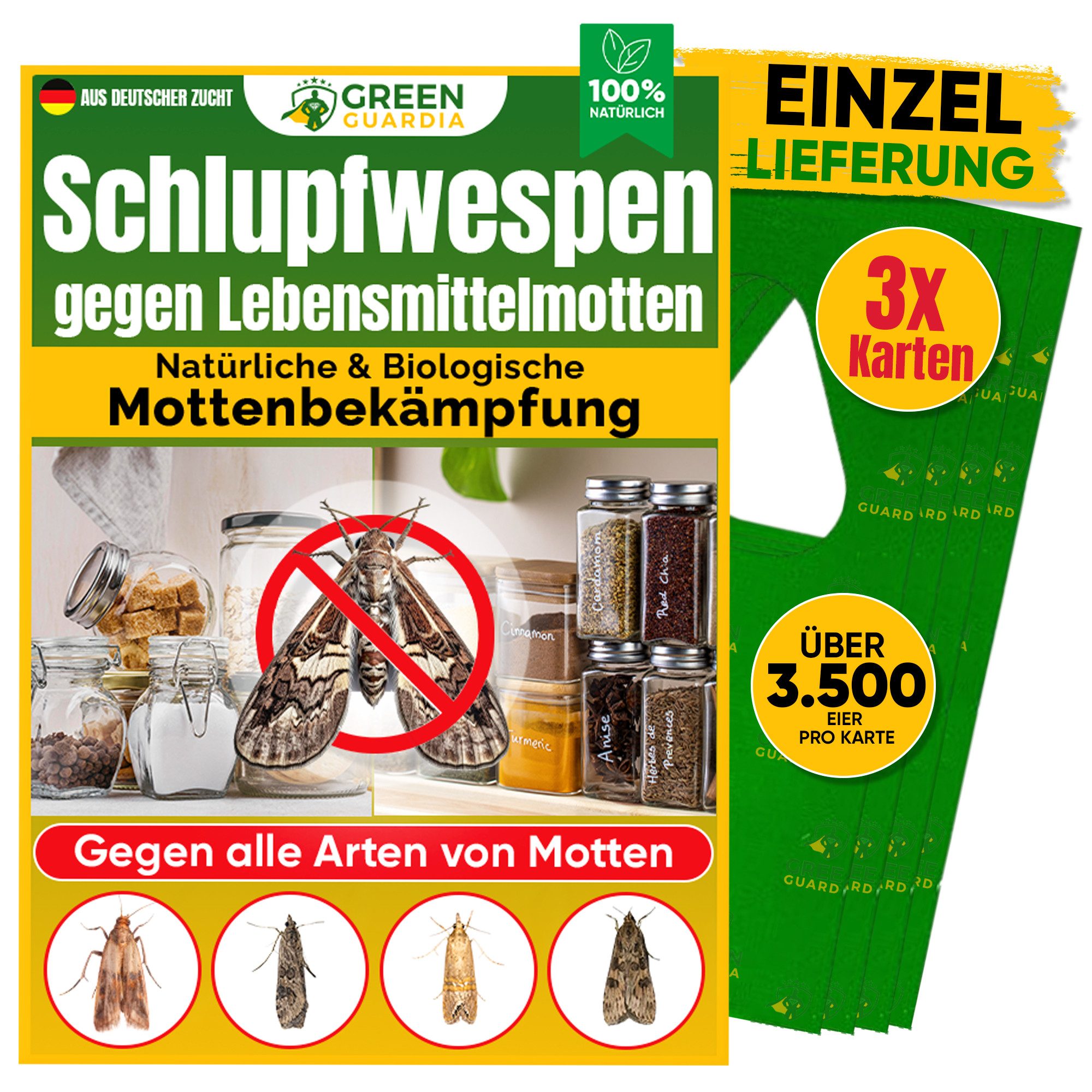 Insektenvernichter Schlupfwespen gegen Lebensmittelmotten, 1-25 Karten -Einzellieferung-
