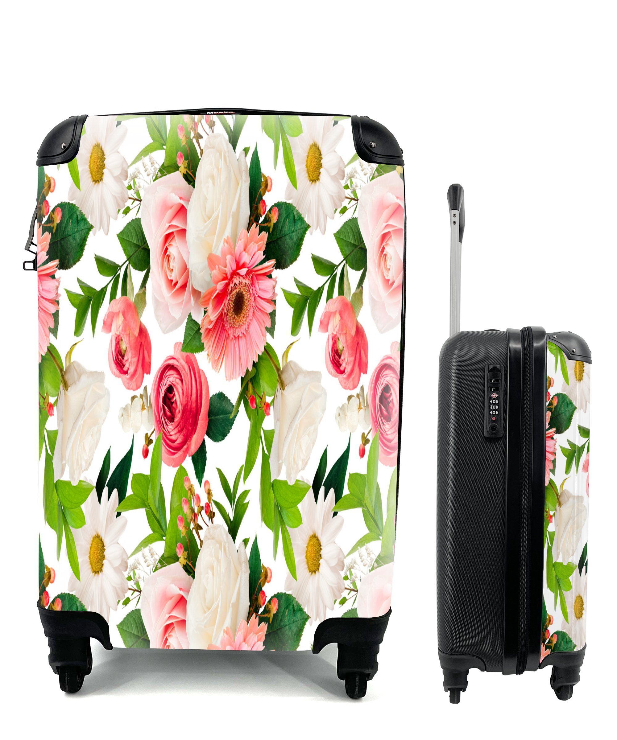 MuchoWow Handgepäckkoffer »Blumen - Gerbera - Collage - Pastell«, 4