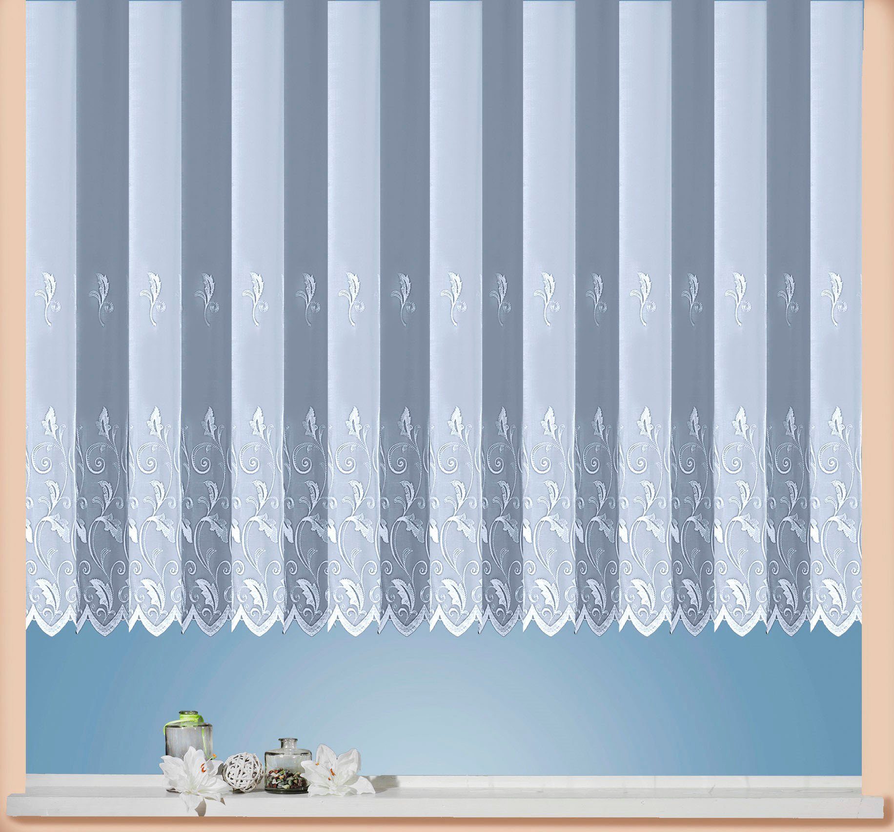 Bordüre, Brüssel, Weckbrodt, Kräuselband (1 Voile, Kante, gebogt Voile, Gardine echte Stickerei, St), Store, halbtransparent, halbtransparent,