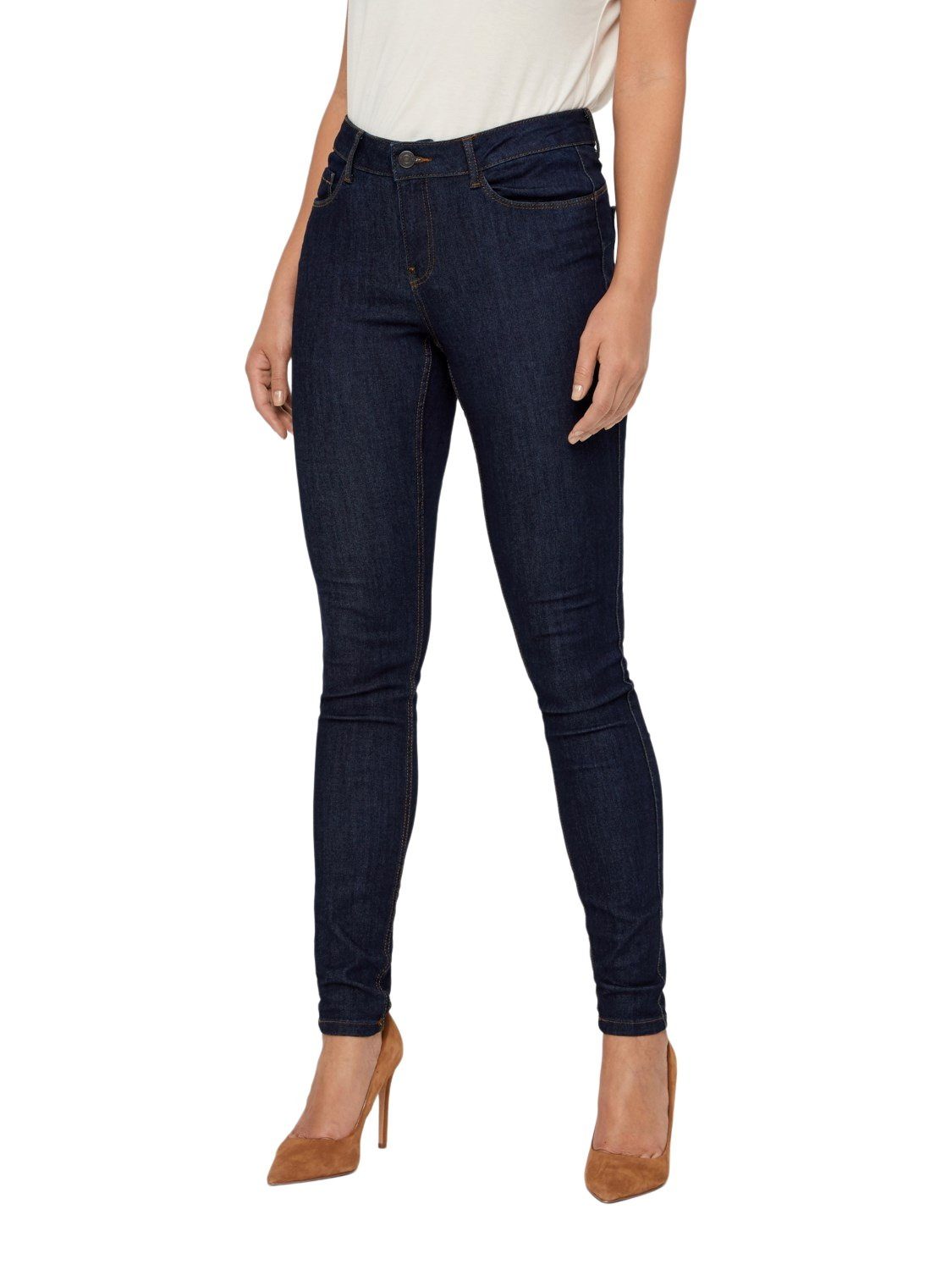Vero Moda Damen Jeans VMSEVEN NW S SHAPE UP JEANS VI500 - Skinny Fit - Blau günstig online kaufen