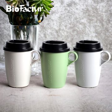 Biofactur Coffee-to-go-Becher Kaffeebecher Becher mit auslaufsicherem Deckel, 350 ml