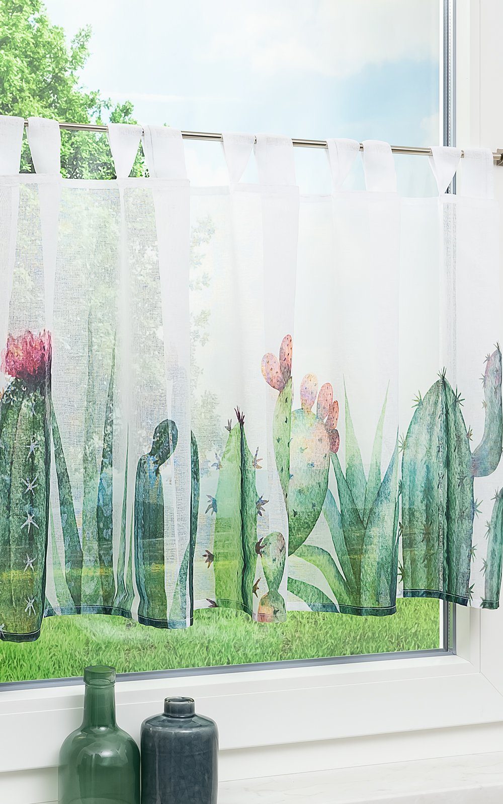 Scheibengardine Kaktuslandschaft, LYSEL®, (1 transparent, 48x140cm St), HxB