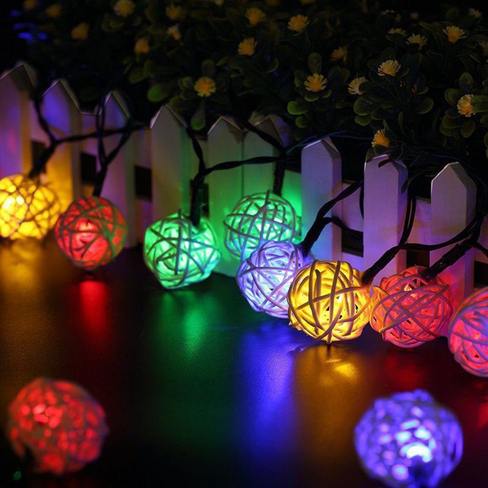 Lapalife LED-Lichterkette Kugel Rattan Ball Lichterketten,  batteriebetrieben, für Schlafzimmer Hochzeit Weihnachtsbaum Beleuchtung  Decor