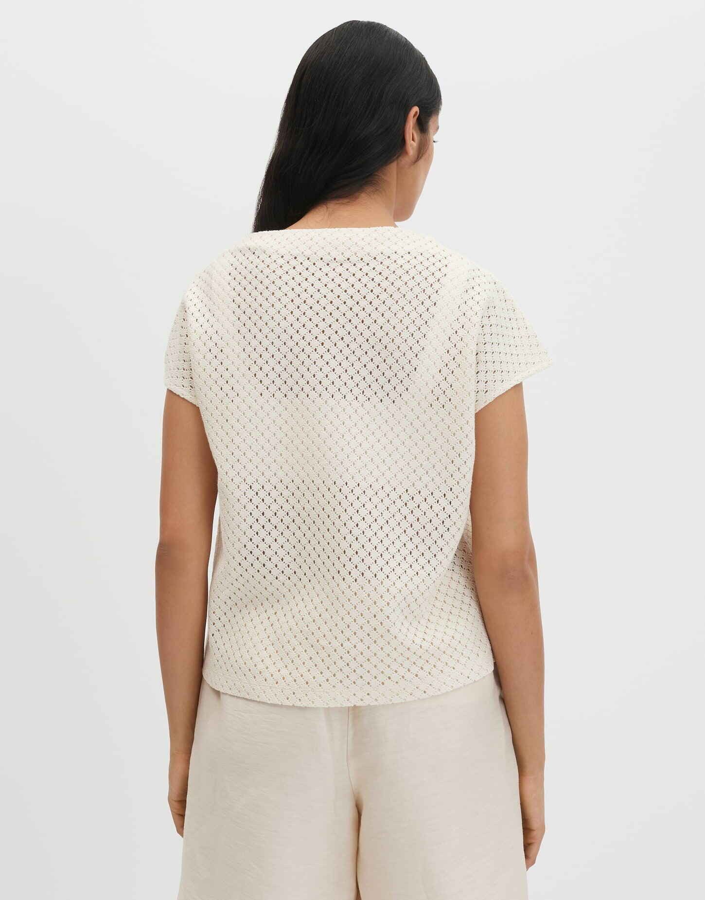 someday Kurzarmshirt Kalura Funnel Neck und semitransparente Lochstruktur