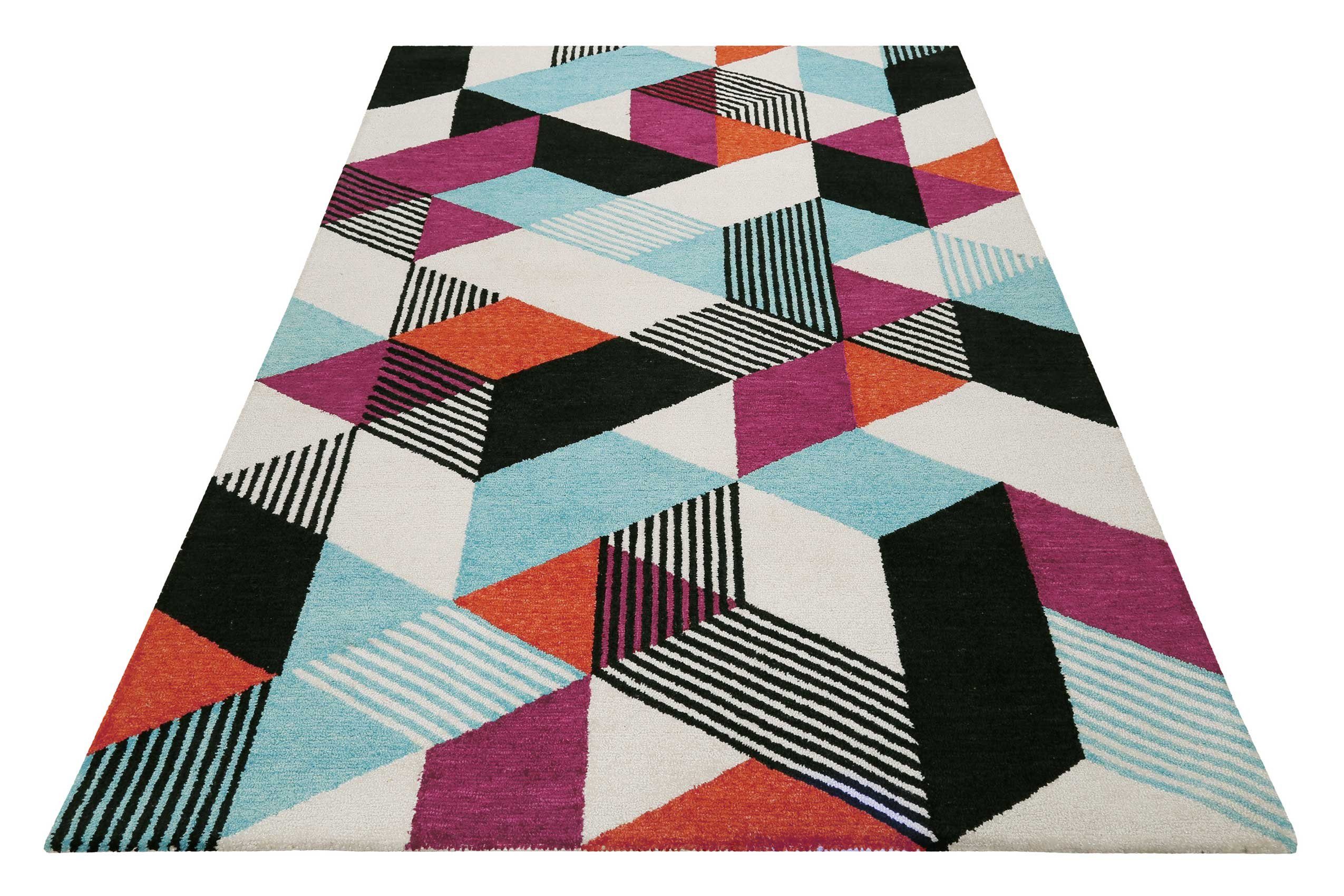Esprit Teppich Uptown, ESP-39872, rechteckig, Höhe: 8 mm, bunt, handgetuftet, grafischer Retro Look für Wohnzimmer, Schlafzimmer