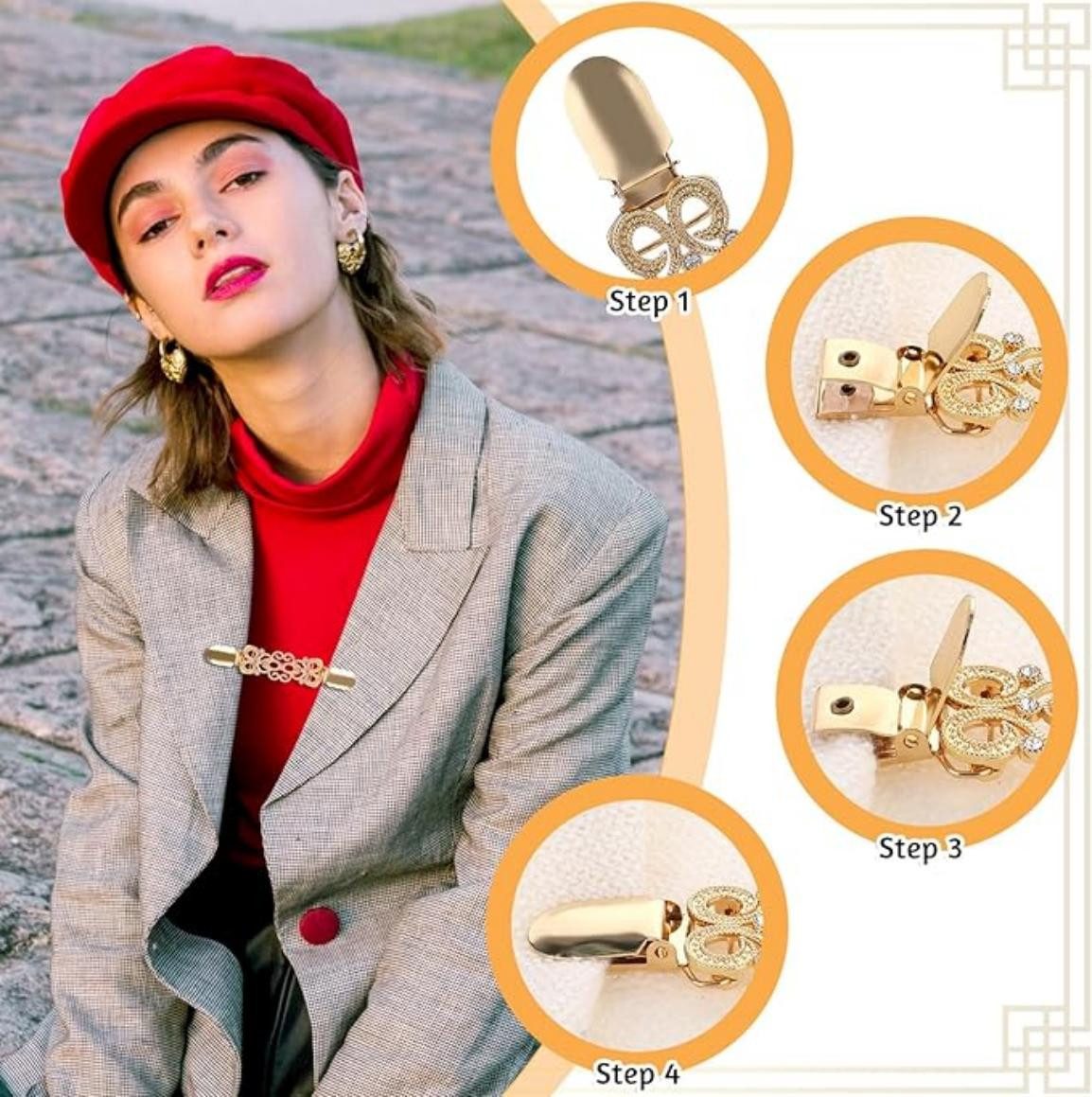 Bextsrack Anstecknadel Set Pin Pullover Clips Vintage Kreative Strickjacken Clips (3-tlg)
