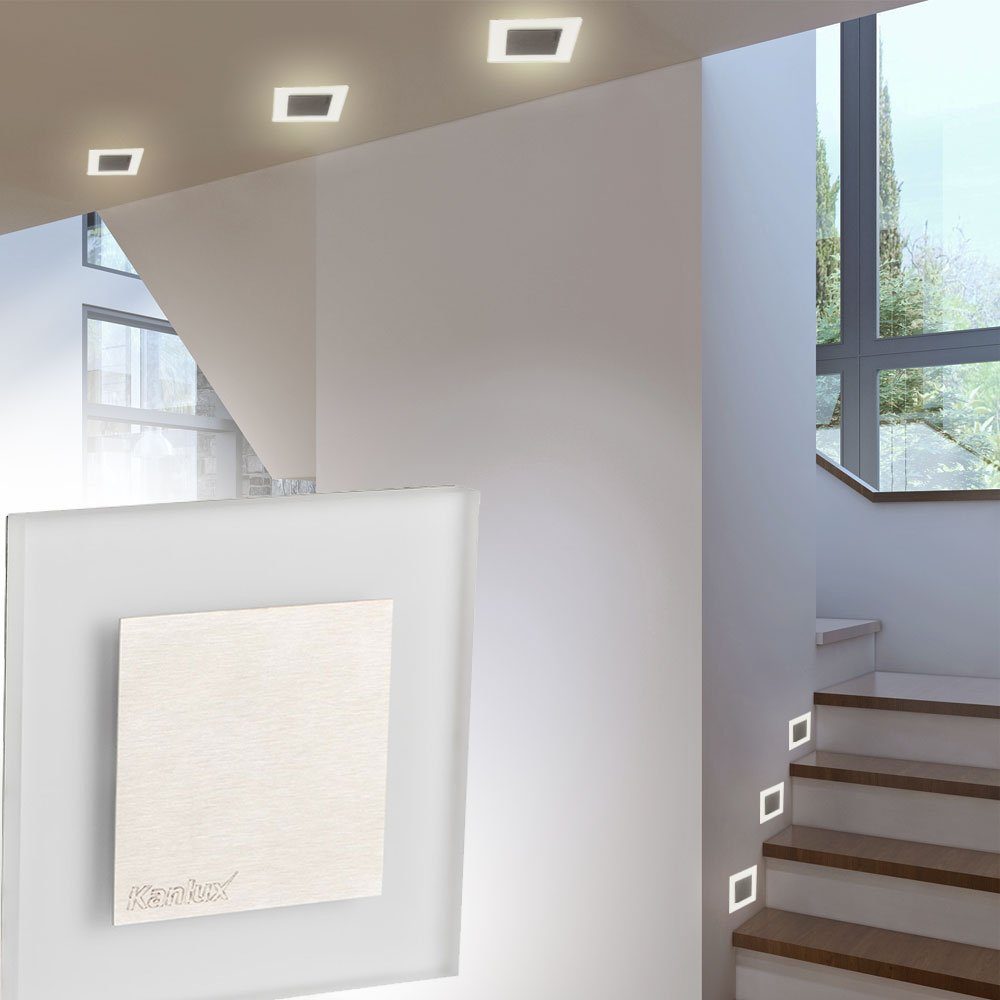Warmweiß, Set Decken etc-shop Zimmer LED Beleuchtung Ess Einbaustrahler, LED fest Treppen Lampen LED-Leuchtmittel verbaut, 2er Wand