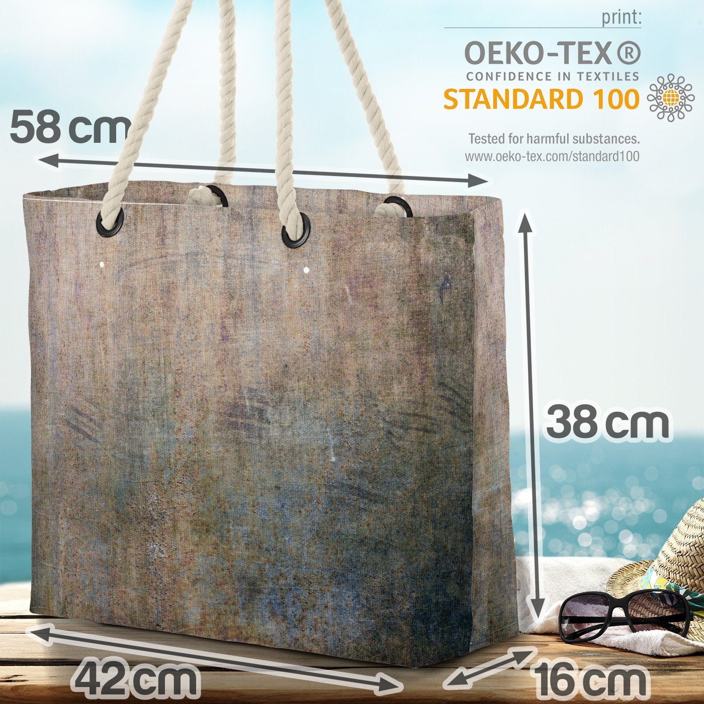 Oberfläche VOID Beach Rostige metallisch (1-tlg), verschmutz Wand riss Bag textur closeup Strandtasche alt
