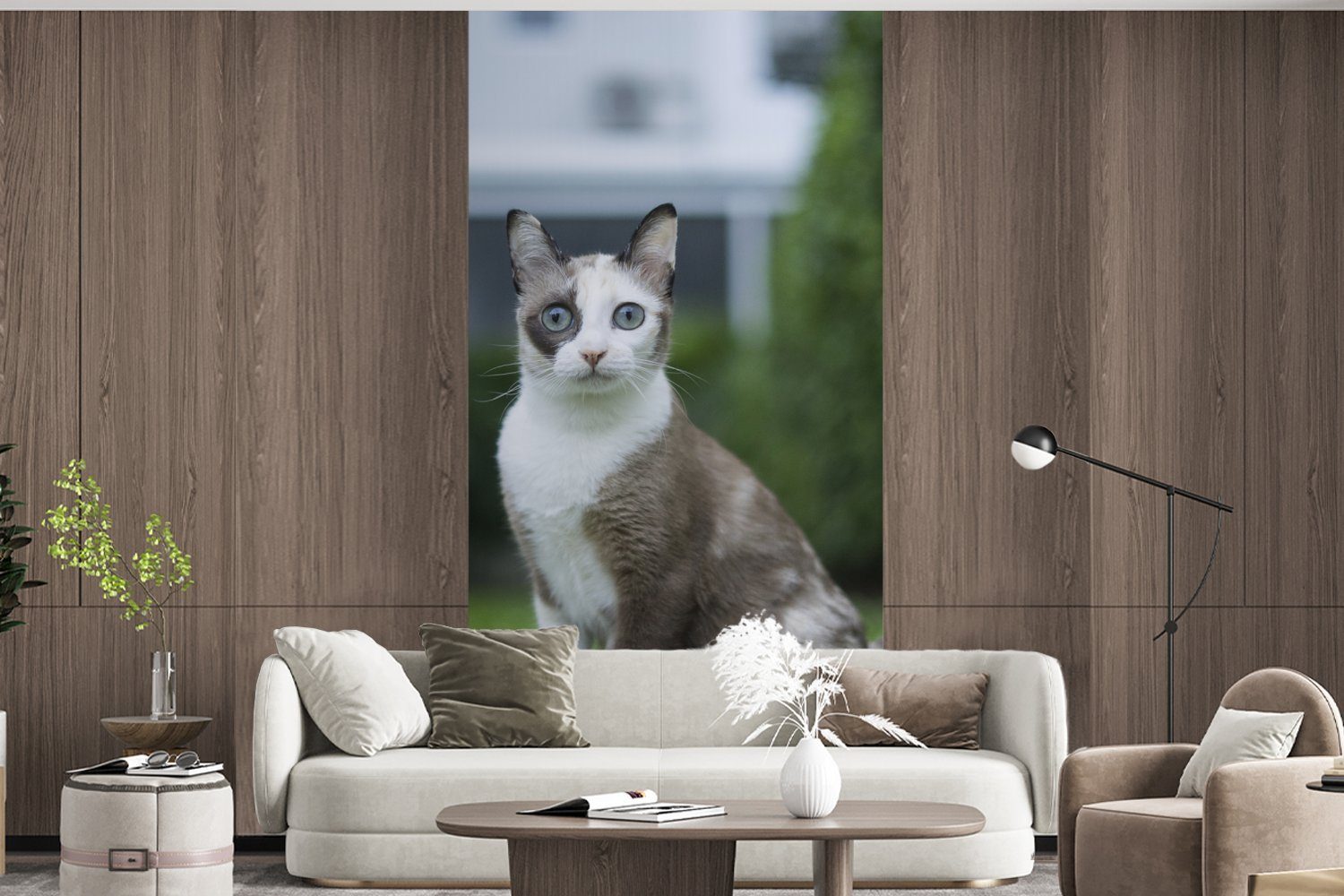 St), Siamese Matt, für - Mädchen (2 Katze Kinder Gras Fototapete - Wohnzimmer Vliestapete MuchoWow Schlafzimmer Fototapete - Kind, Jungen Küche, - bedruckt, - -