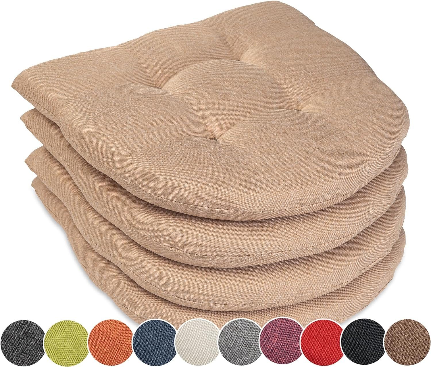 sunnypillow Stuhlkissen 4er Beige in Garten 5cm, für Stühle, Gartenkissen Haus Sitzkissen 40x40 und dick Esszimmerstuhl Auflage Set Bänke Sitzauflage Stuhlauflage