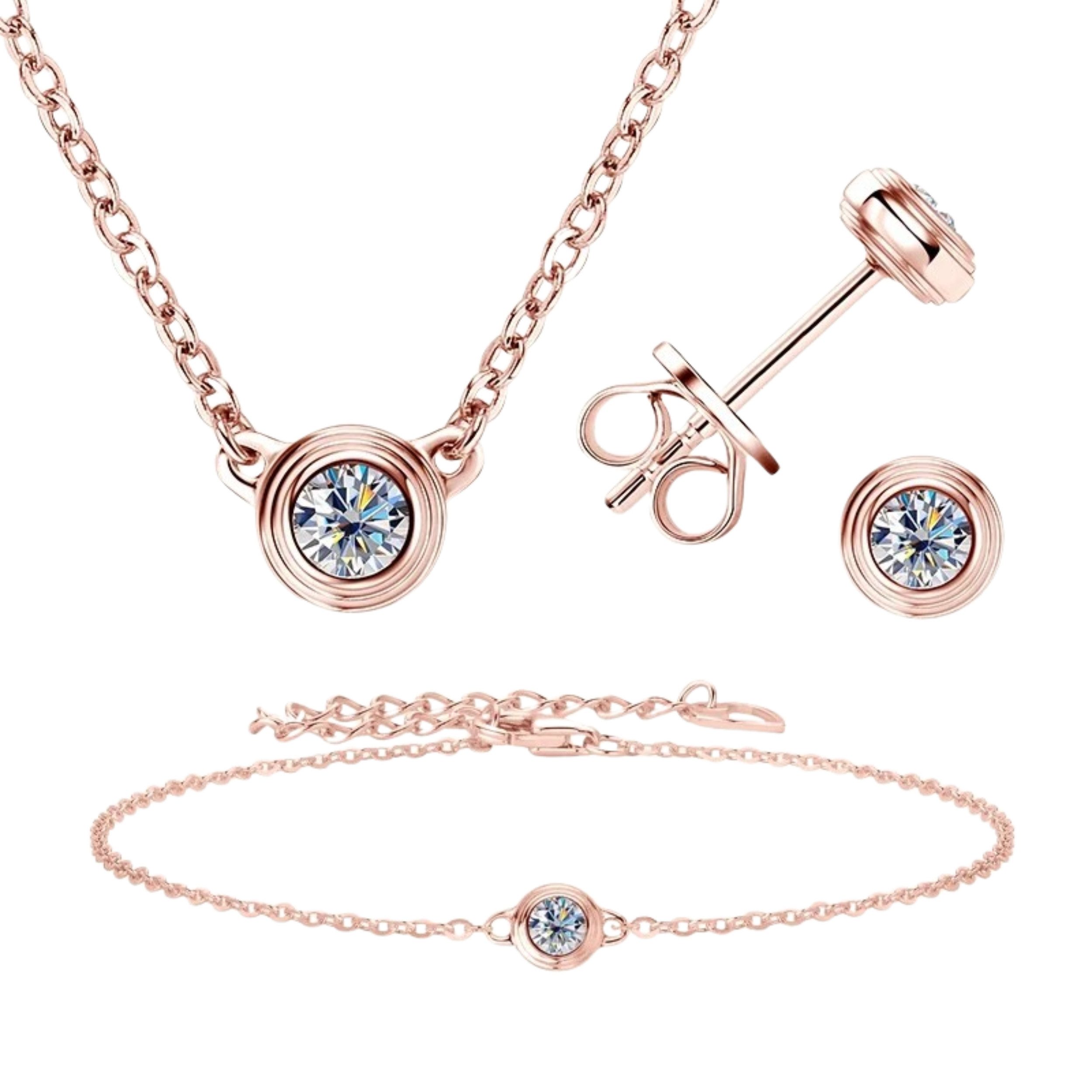 Runde Perlé Schmuckset klein zart minimalistisch, Ohrringe Armband Halskett günstig online kaufen