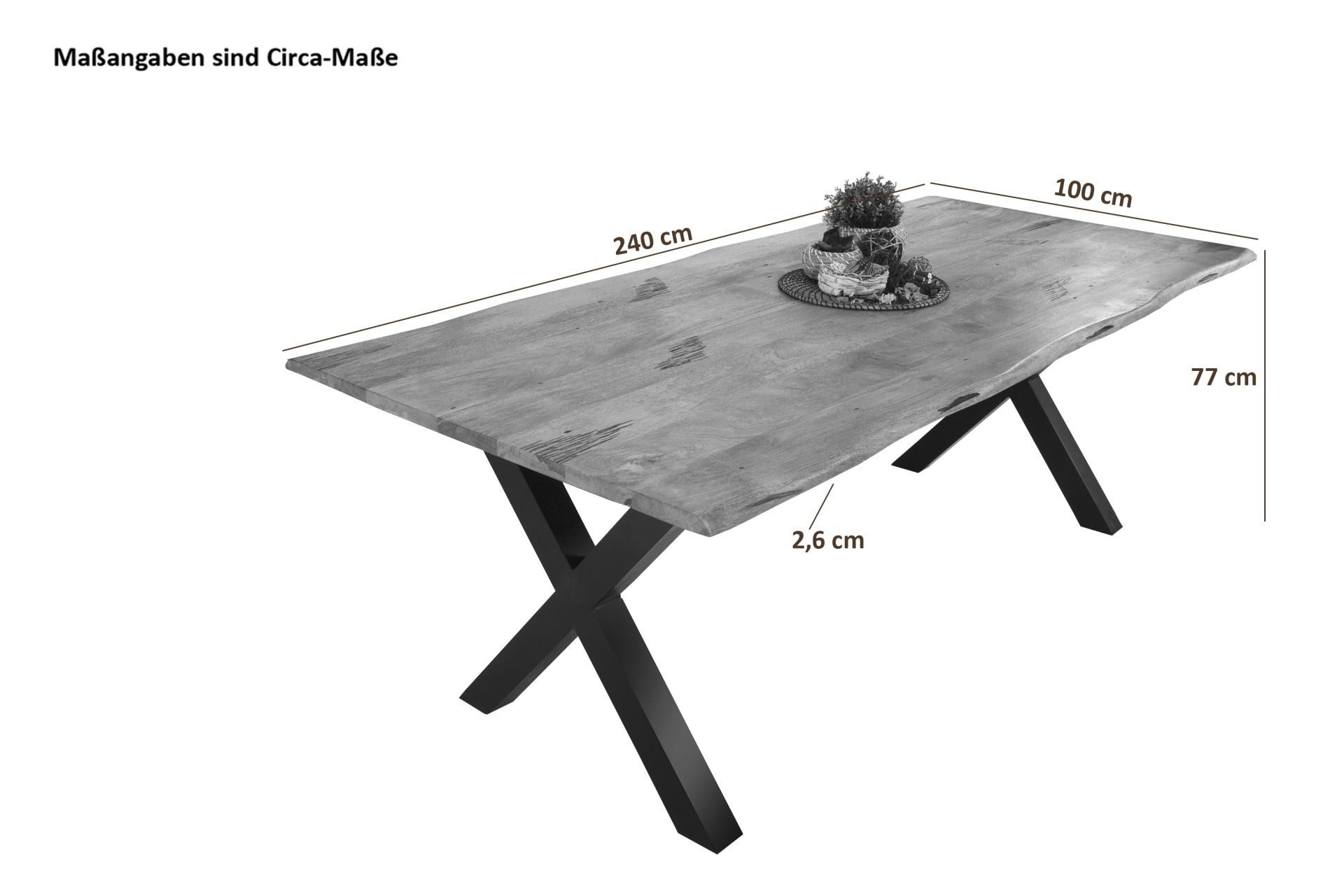 SAM® Baumkantentisch Panther, Mangoholz, Baumkante, verschiedene Metallgest günstig online kaufen