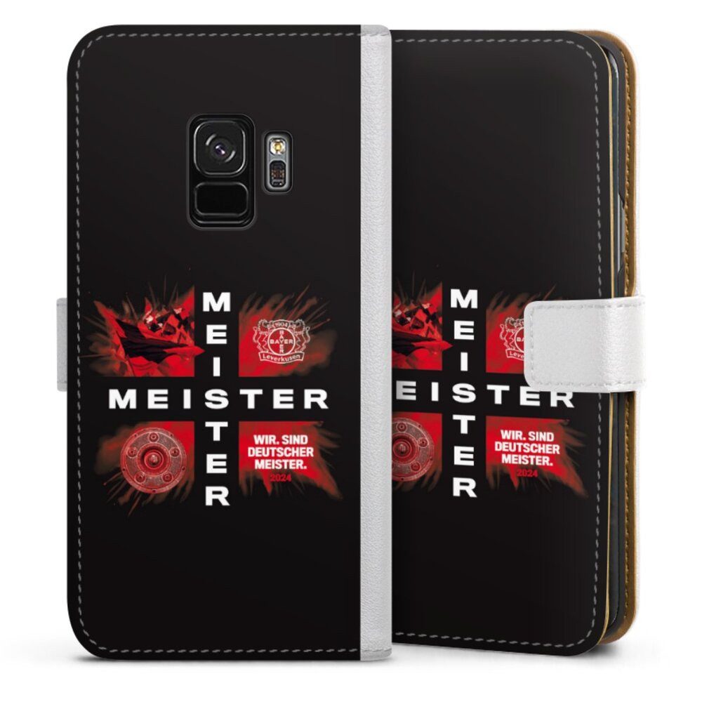 DeinDesign Handyhülle Bayer 04 Leverkusen Meister Offizielles Lizenzprodukt, Samsung Galaxy S9 Hülle Handy Flip Case Wallet Cover Handytasche Leder