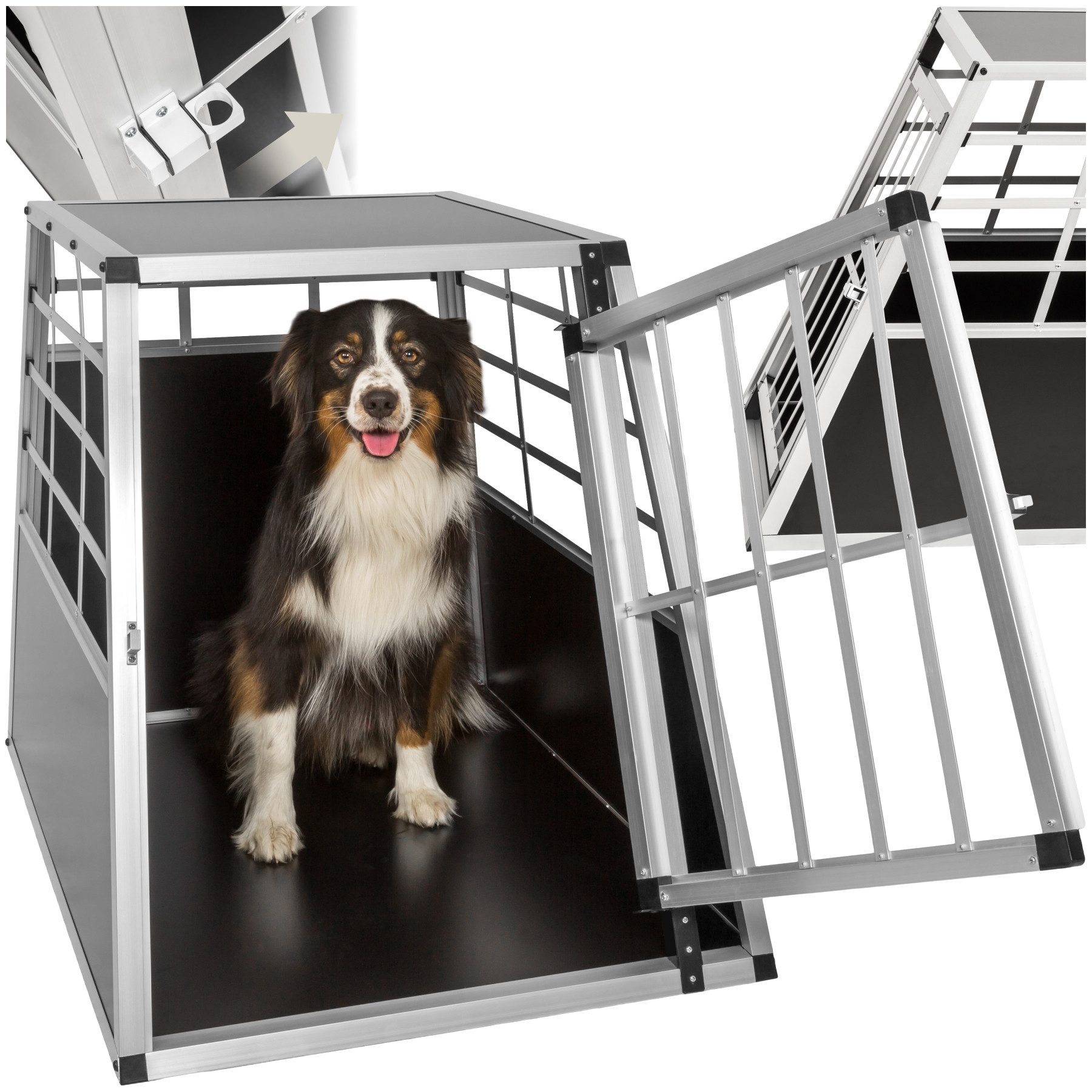 tectake Tiertransportbox Hundetransportbox single, mit gerader Rückwand