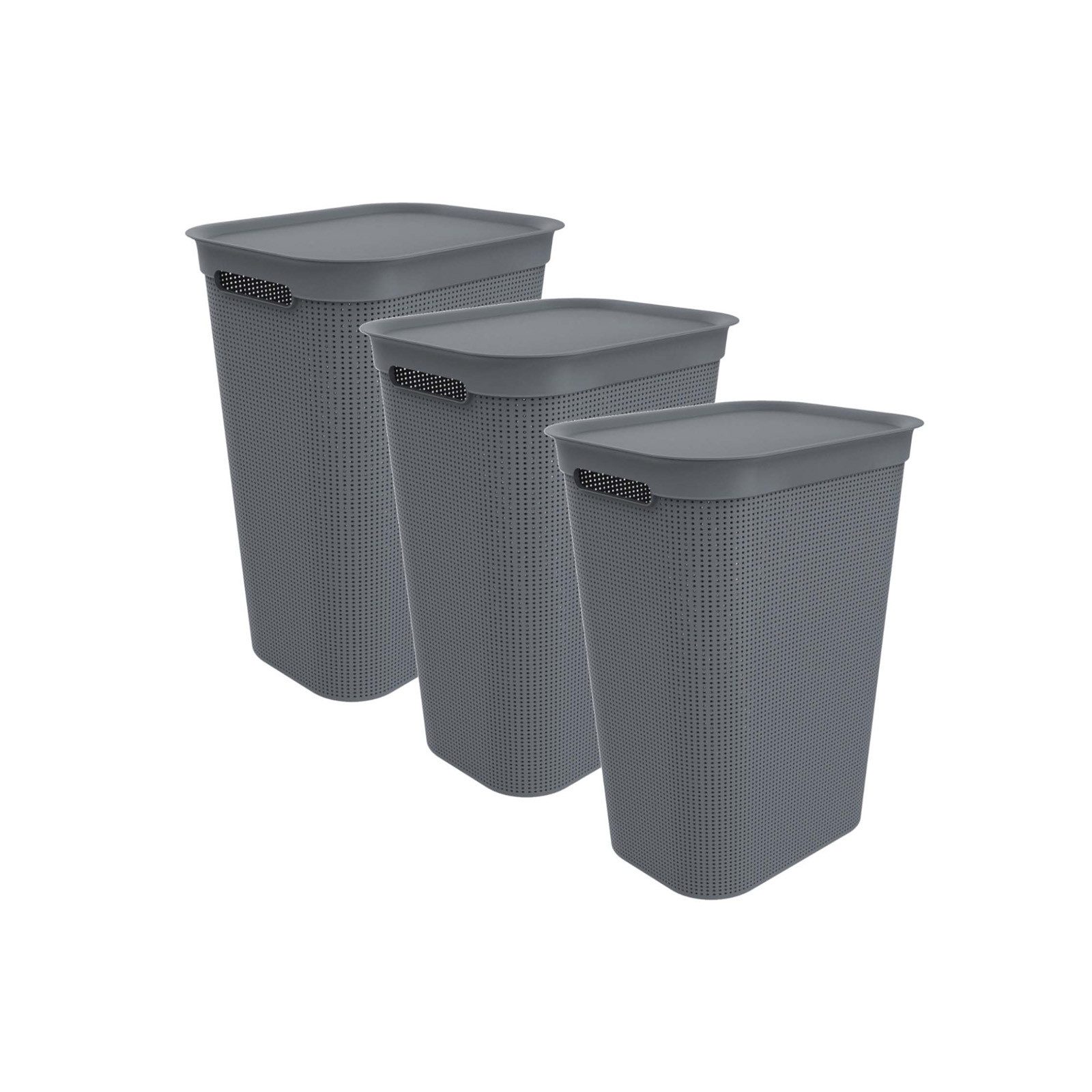 ROTHO Wäschekorb Wäschesammler Brisen 50l mit Deckel (3 St), Luftzirkulation innerhalb der Wäschebox