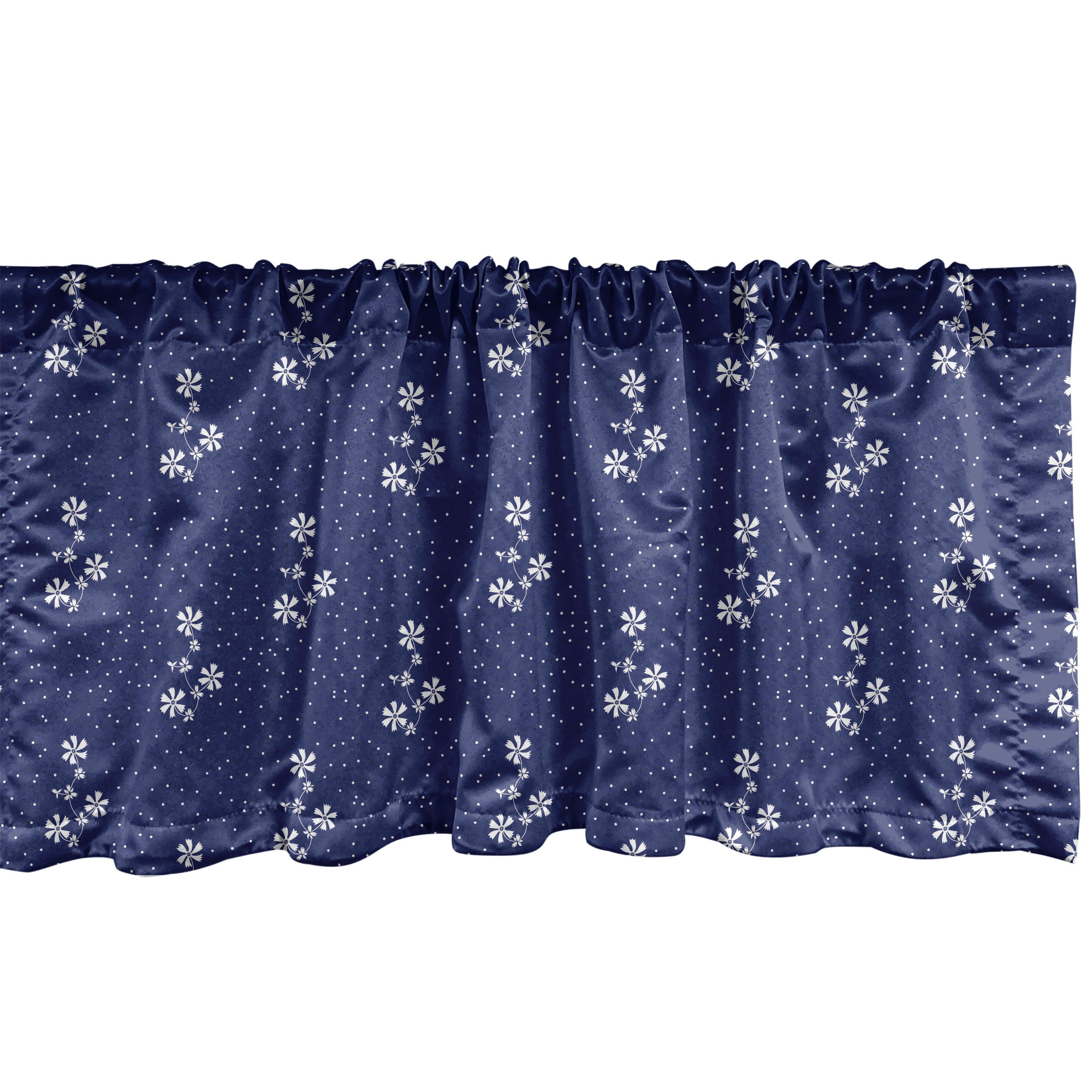 Scheibengardine Vorhang Volant für Küche Schlafzimmer Dekor mit Stangentasche, Abakuhaus, Microfaser, Land Blumenmuster und Dot