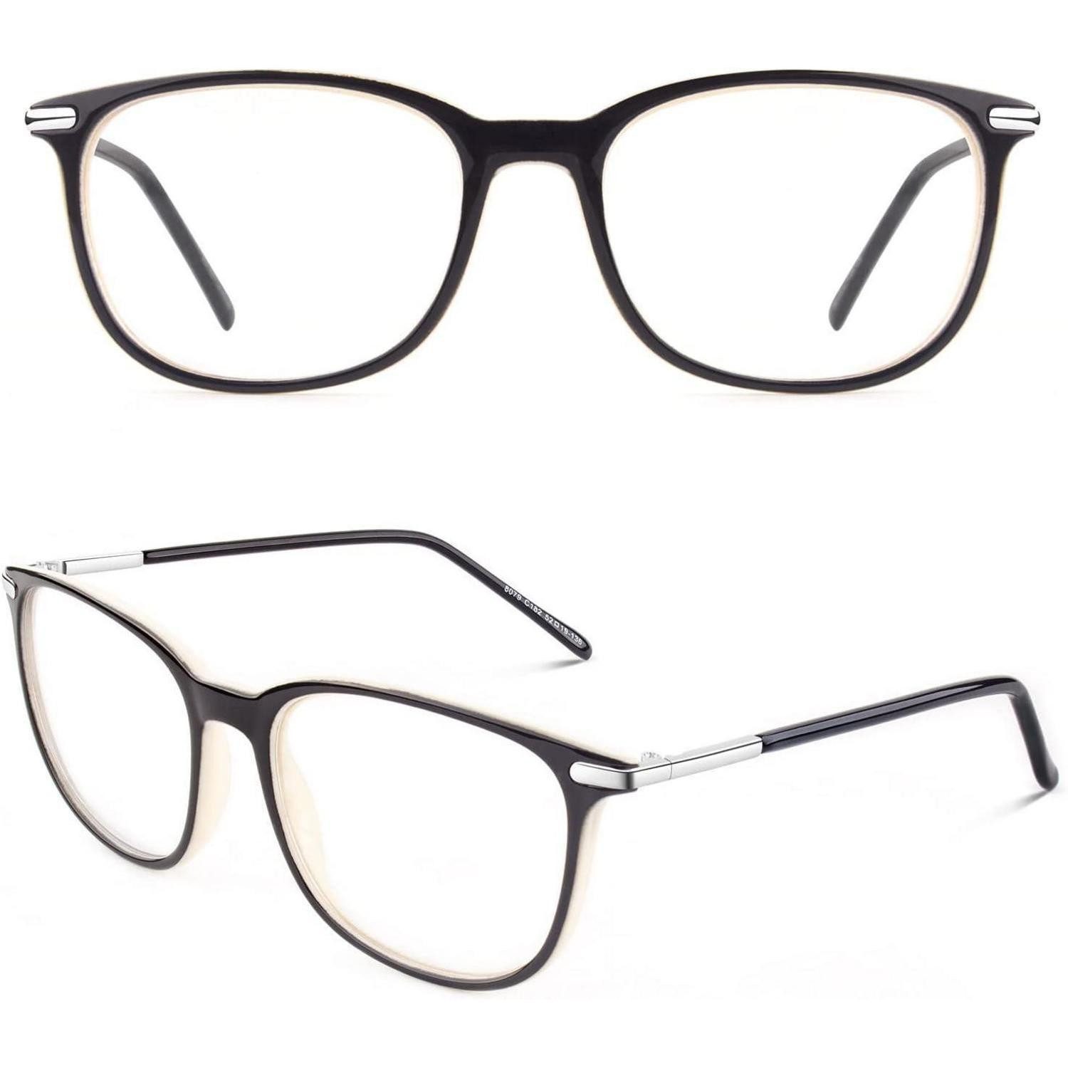 Brille Brille Nerdbrille Ohne Stärke Fake Fensterglas UV400 Schwarz Beige