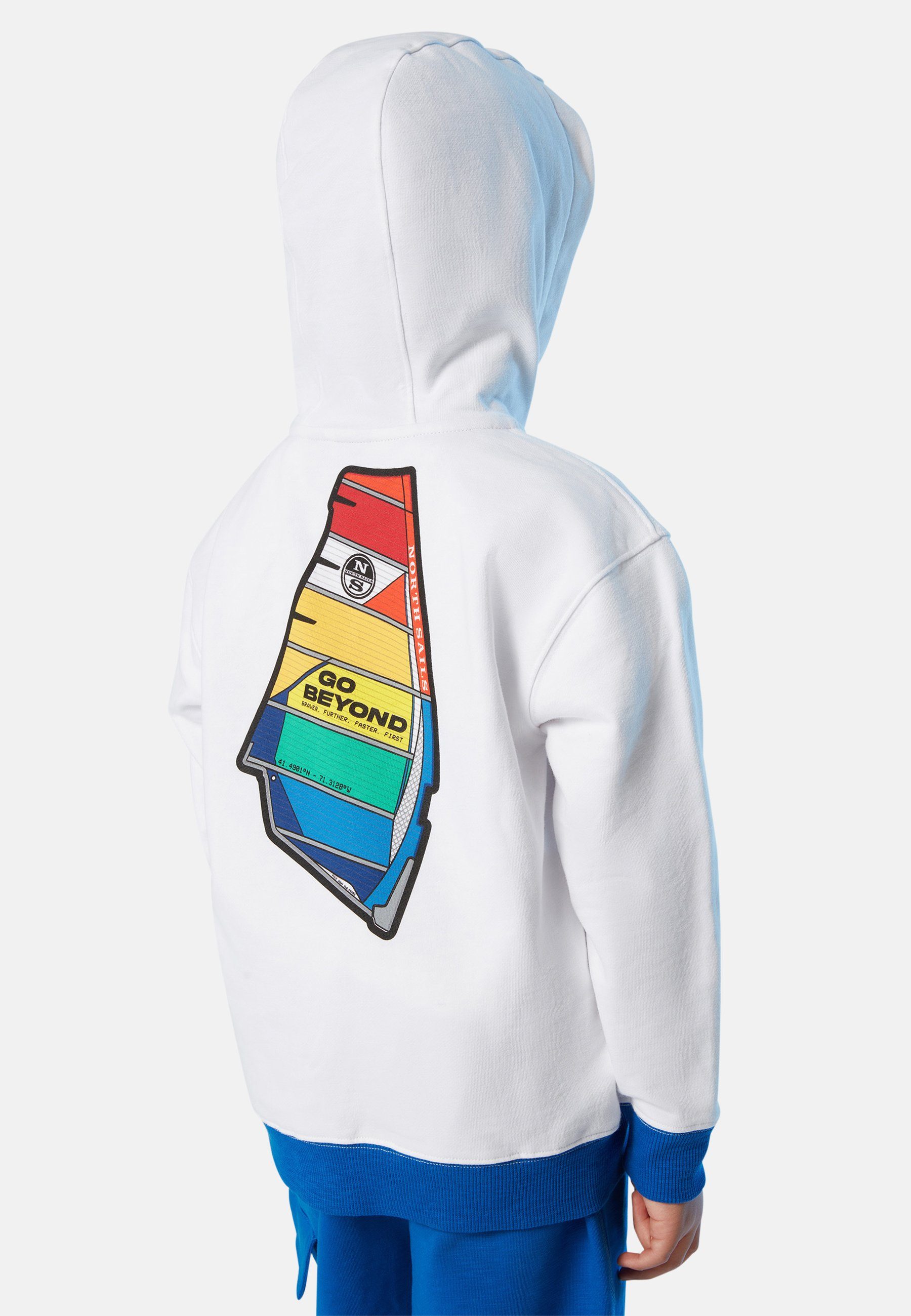 North Sails Kapuzensweatshirt Hoodie mit Kapuze mit weiss Grafik-Print