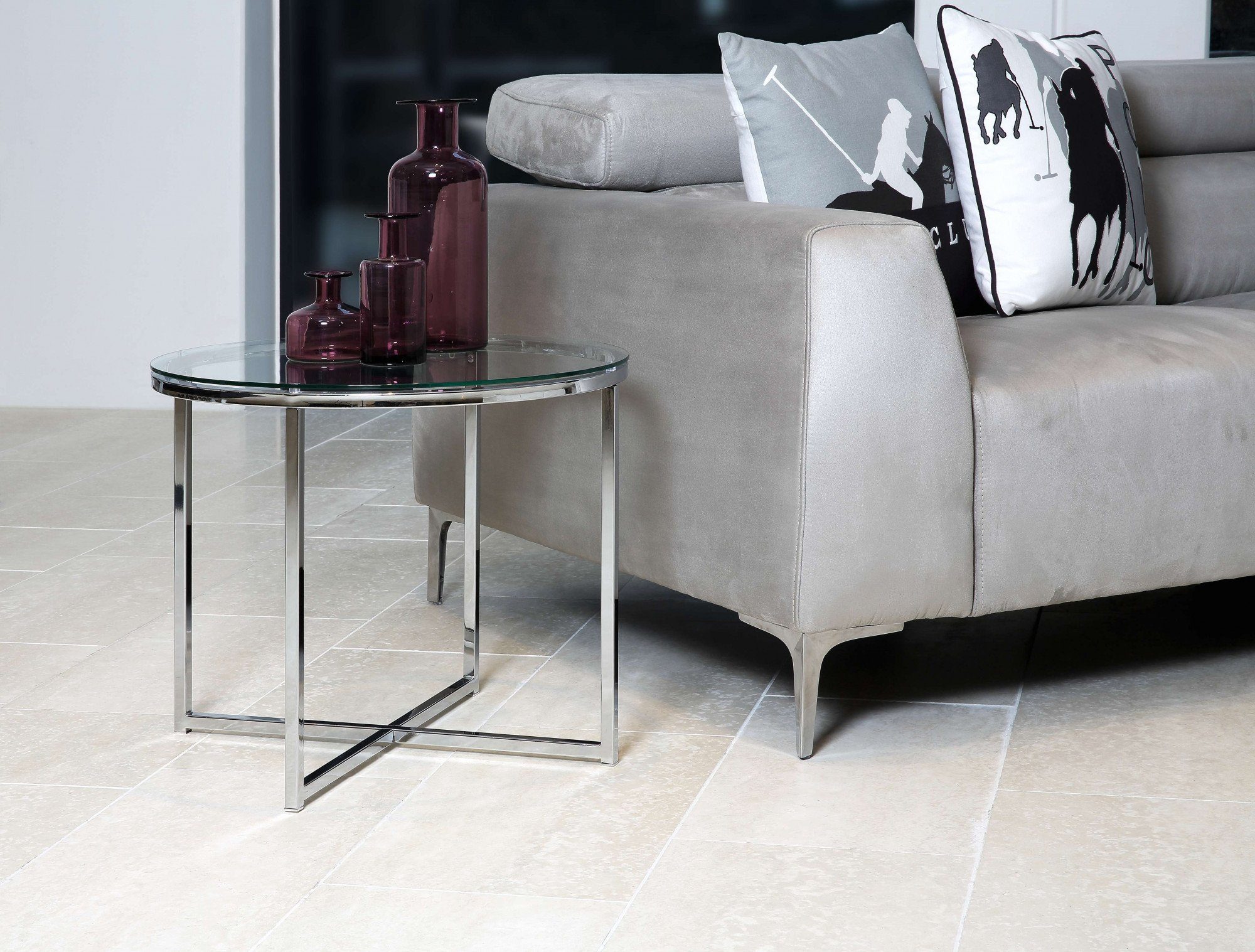 ACTONA GROUP Glastisch Cross, Runder Beistelltisch, gehärtetem Klarglas, St günstig online kaufen