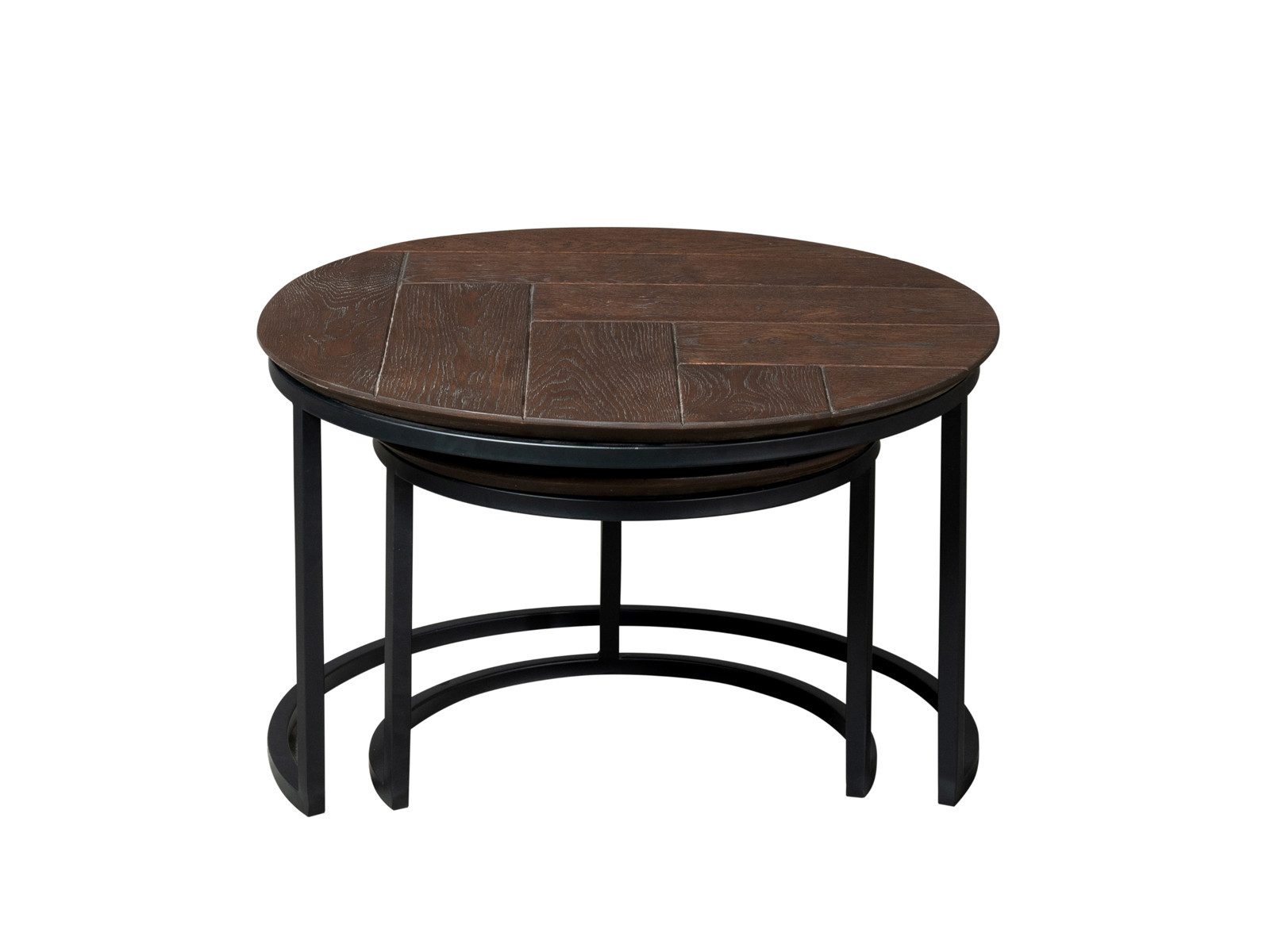 Villa Möbel Couchtisch Tiko (Set, 2-St., 2er Set), 2er-Set mit Eichenplatten massiv und schwarzem Metallgestell