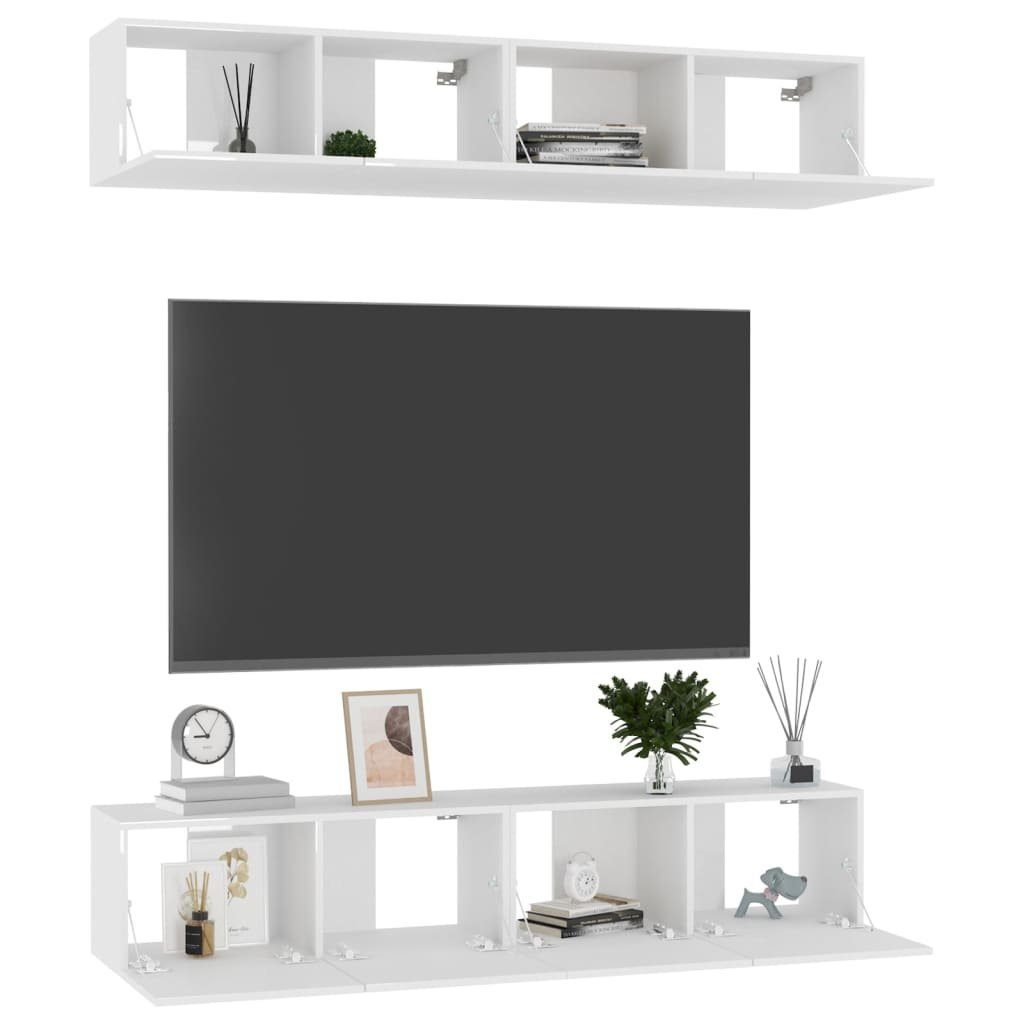 furnicato Hochglanz-Weiß 4 TV-Schrank 80x30x30 Holzwerkstoff Stk. cm TV-Schränke
