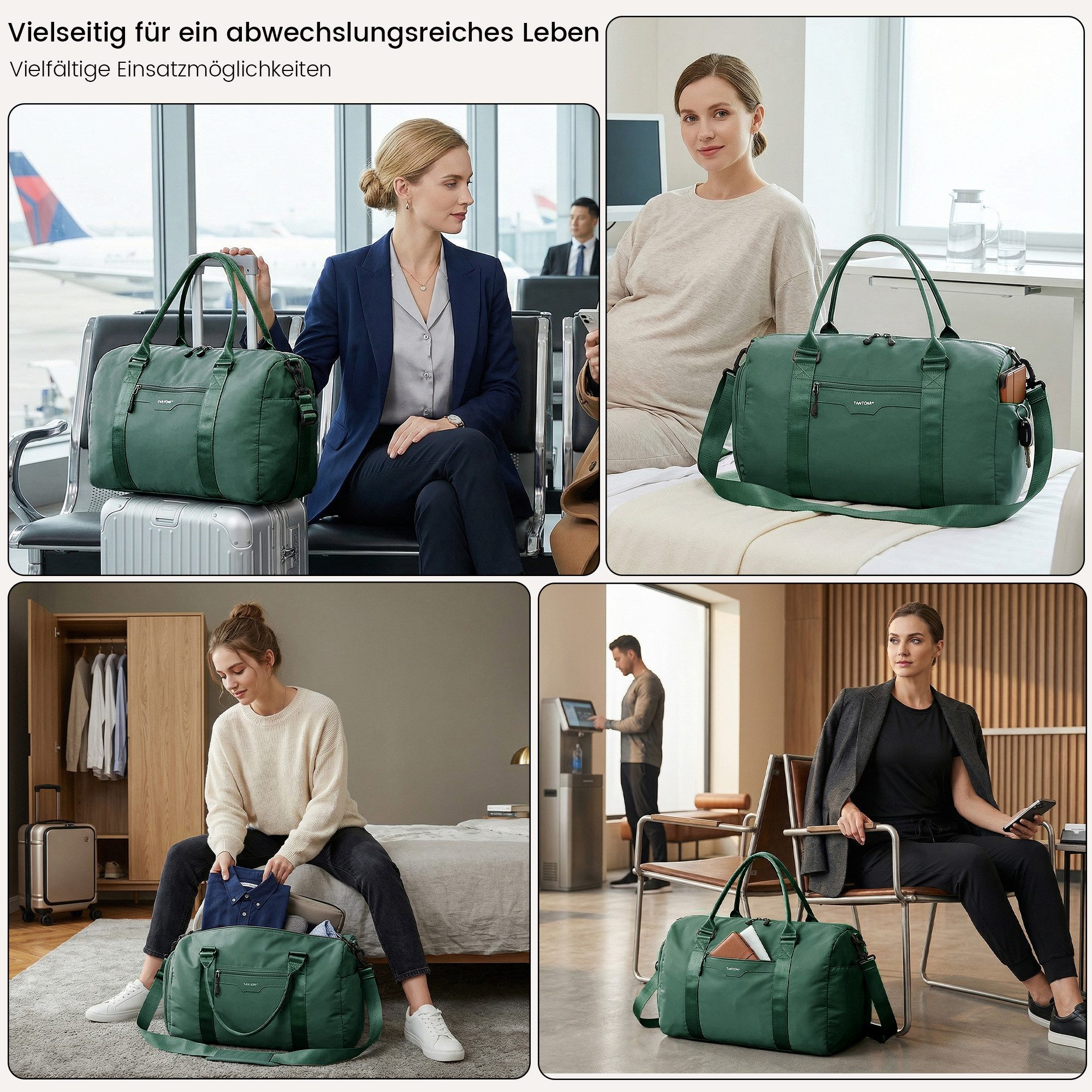 TANTOMI Reisetasche Reisetasche Damen Herren 44.5x20x28, Handgepäck Tasche Flugzeug, Sporttasche, Travel Bag mit Schuhfach und Kulturbeutel – Bild 2 von 5