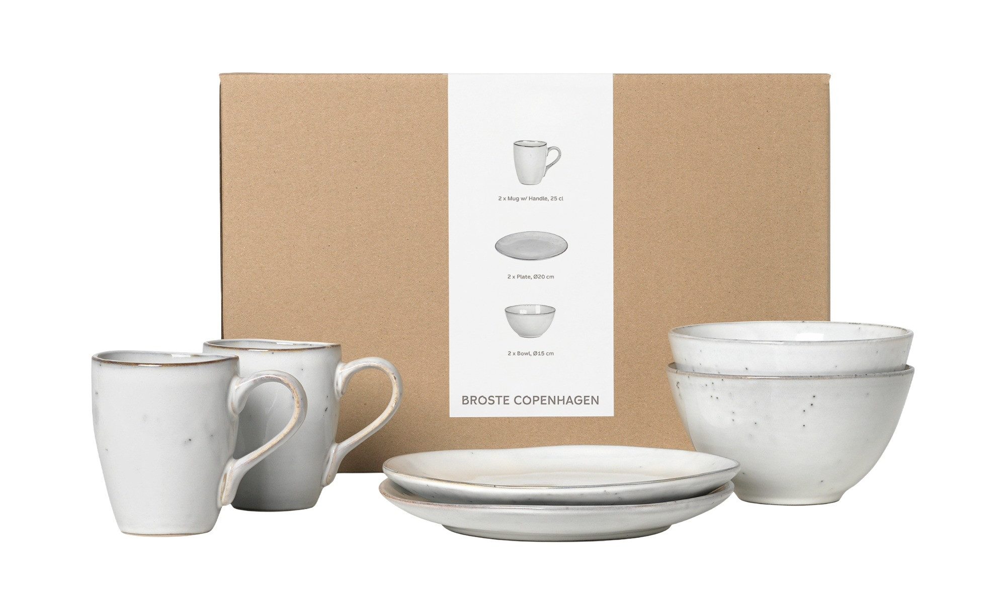 Broste Copenhagen Geschirr-Set Broste Copenhagen Nordic Sand Frühstücksset für zwei 6 tlg. (6-tlg), 2 Personen, Steingut