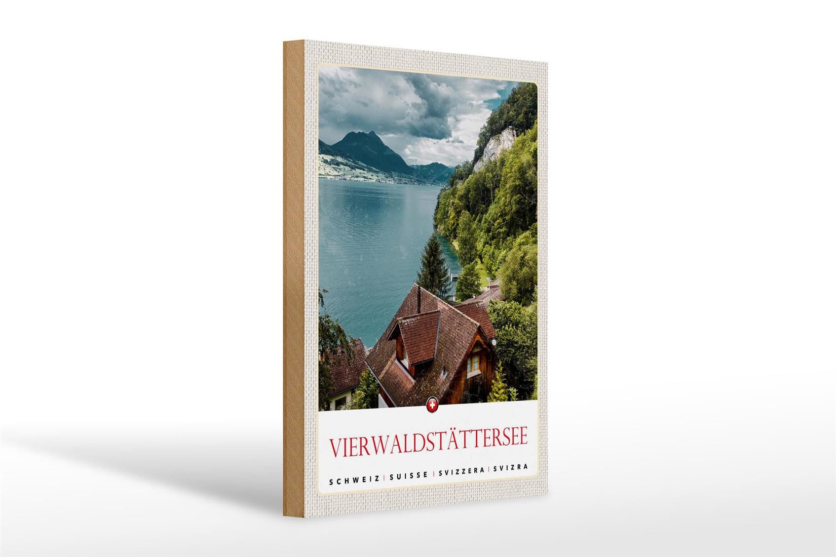 Holzbild Reise 20x30cm Vierwaldstättersee Schweiz Natur