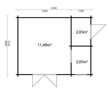 Alpholz Gartenhaus Jersey ISO, BxT: 512x468 cm, Ohne Schutz-Imprägnierung