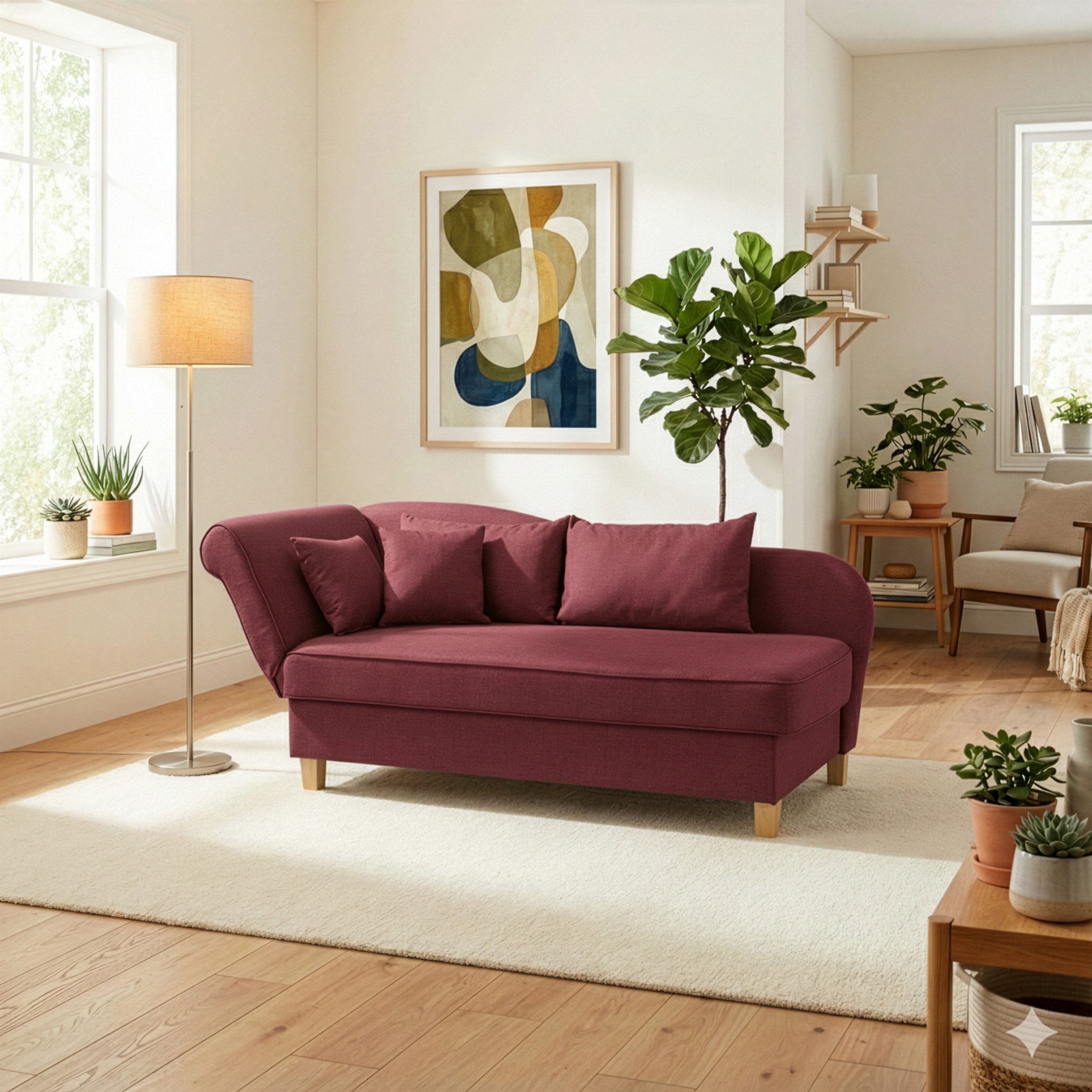 Max Winzer® Recamiere Selma, Recamiere Armteil links klappbar, Federkern, Bettkasten, Bettfunktion