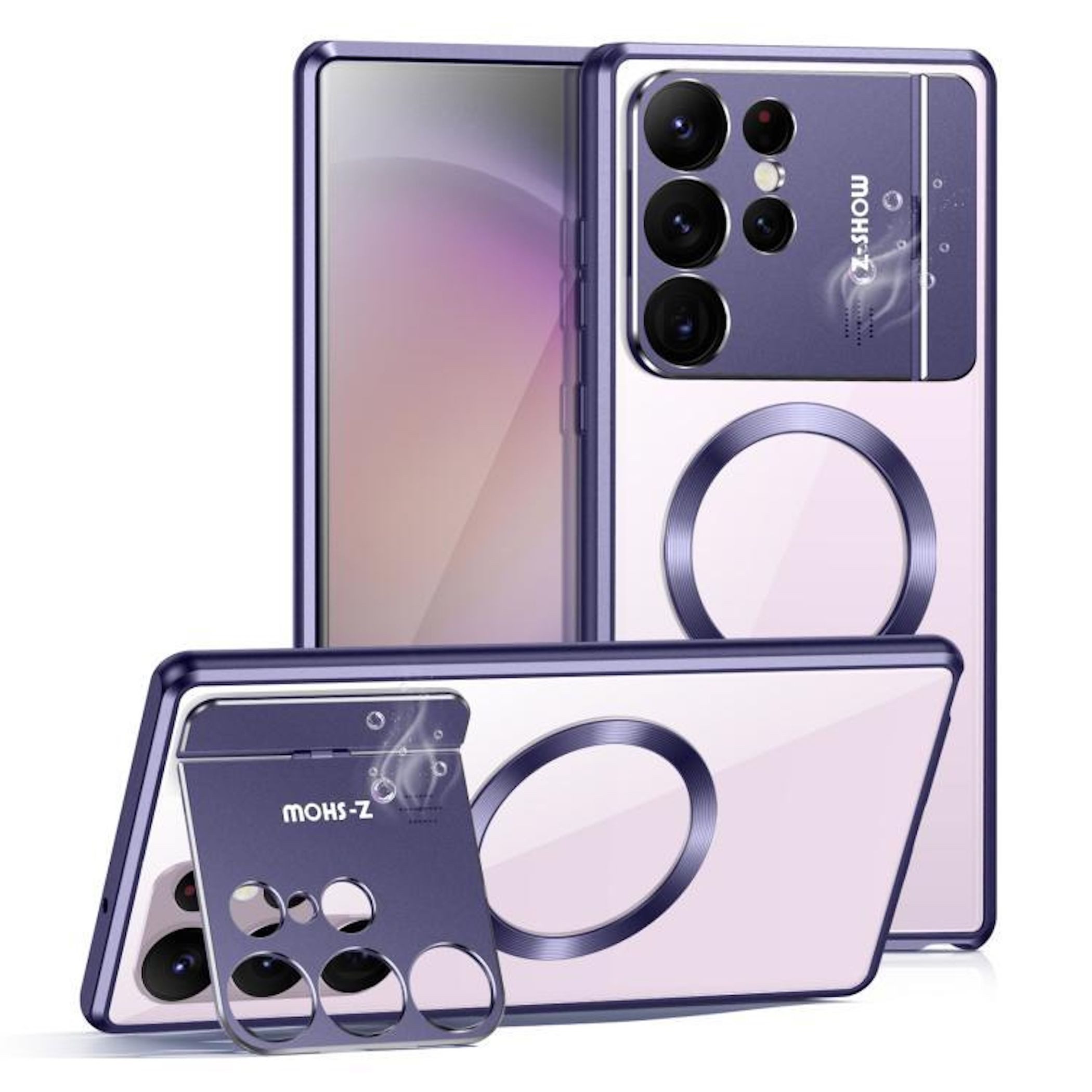 Wigento Handyhülle MagSafe für Samsung Galaxy S26 Ultra mit Aroma Halter Metall Lila 6,9 Zoll, MagSafe, Aromahalter, Metallrahmen
