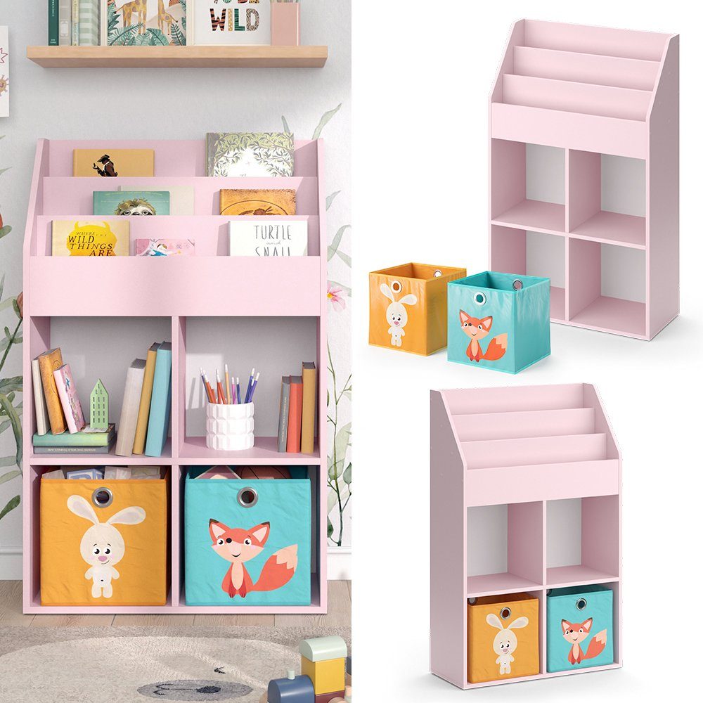 Vicco Bücherregal Luigi, Rosa/Rosa, 72 x 114.2 cm mit 2 Faltboxen (bunt), 1-tlg.