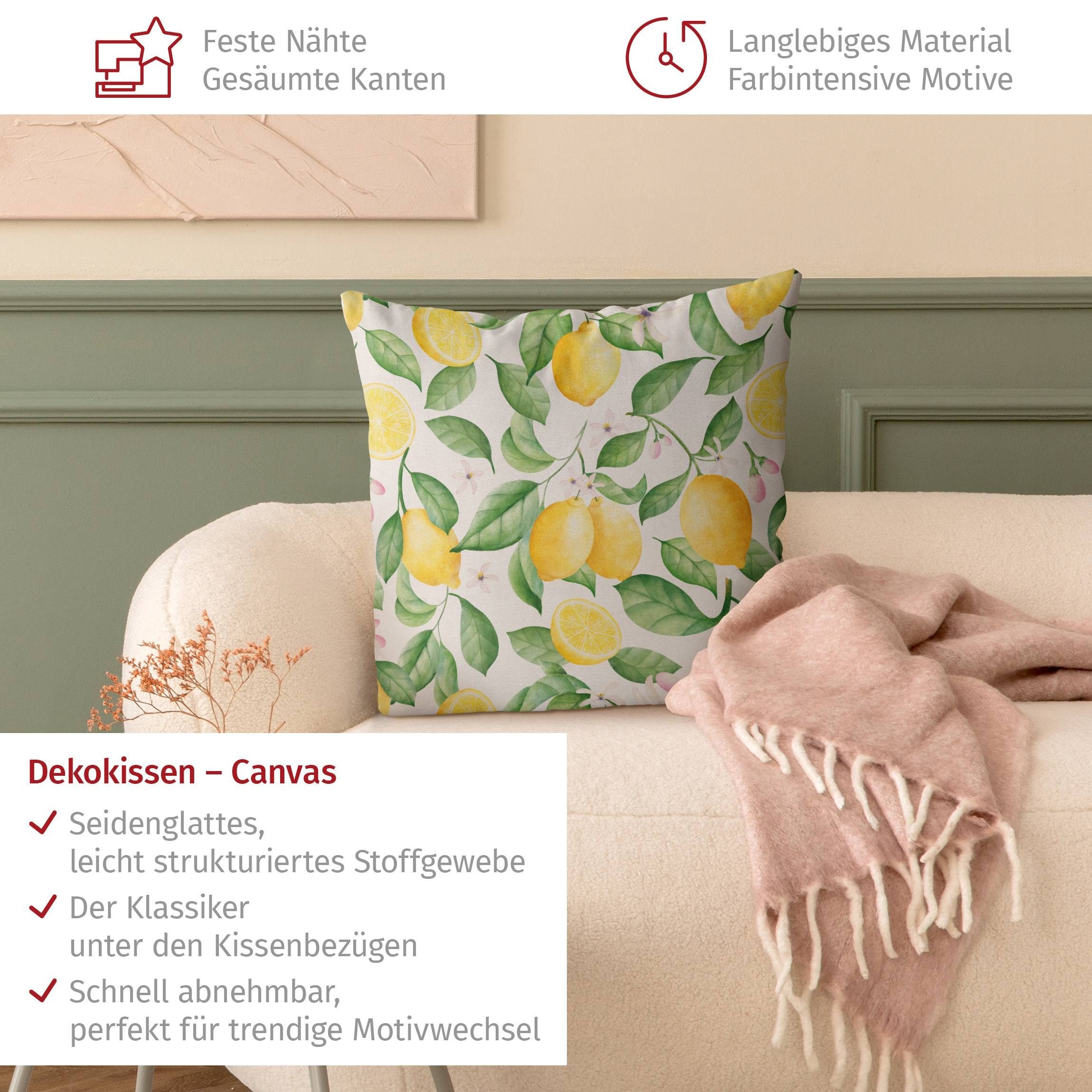 Bilderdepot24 Dekokissen drinnen Kissenhülle/ Sofakissen/ Zierkissen Kissenhülle gelb Kulinaris, Bezug Aquarell mit / ohne Füllung Zierkissen Outdoor Sofa Bett