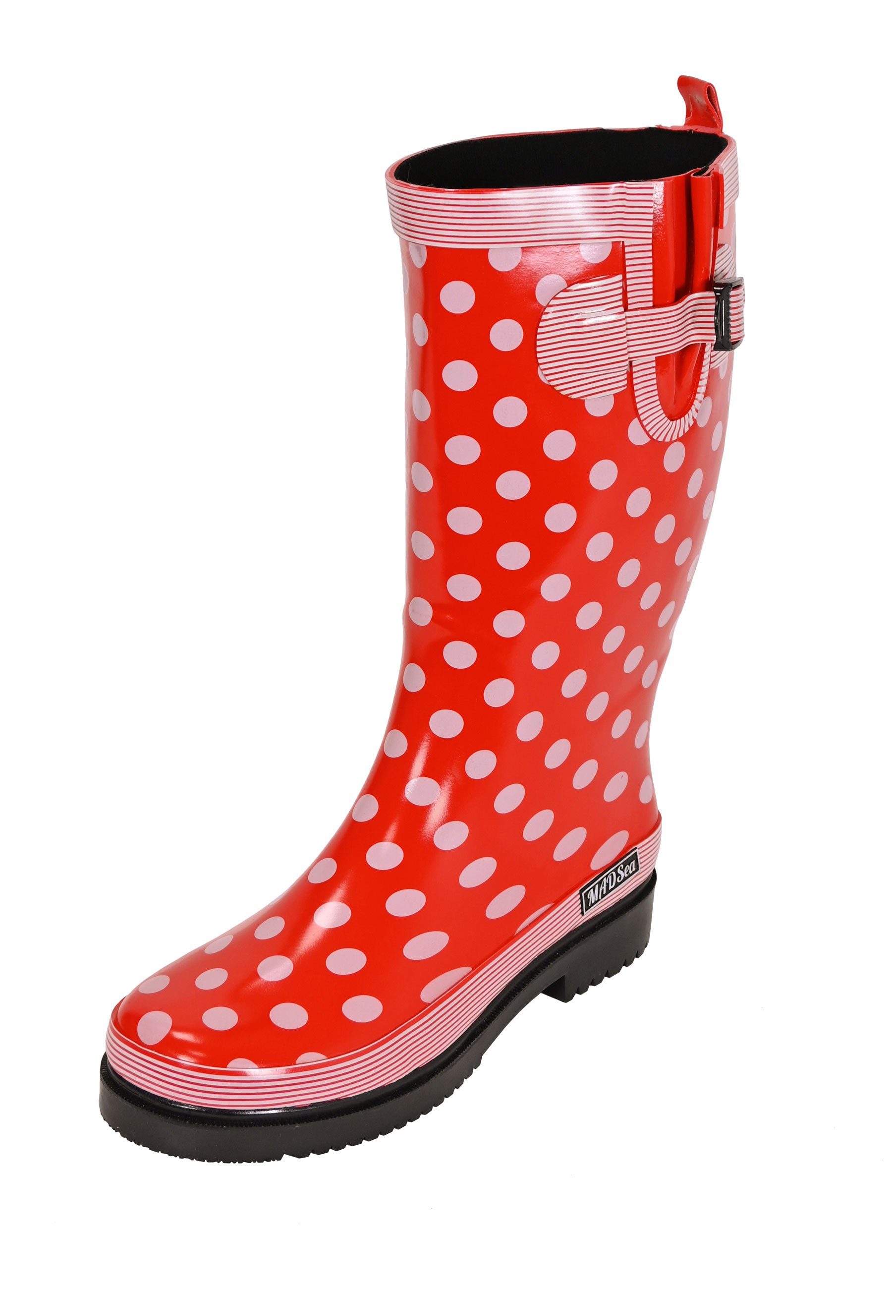MADSea Ocean High Gummistiefel mit weißen Punkten und seitlicher Zierschnalle