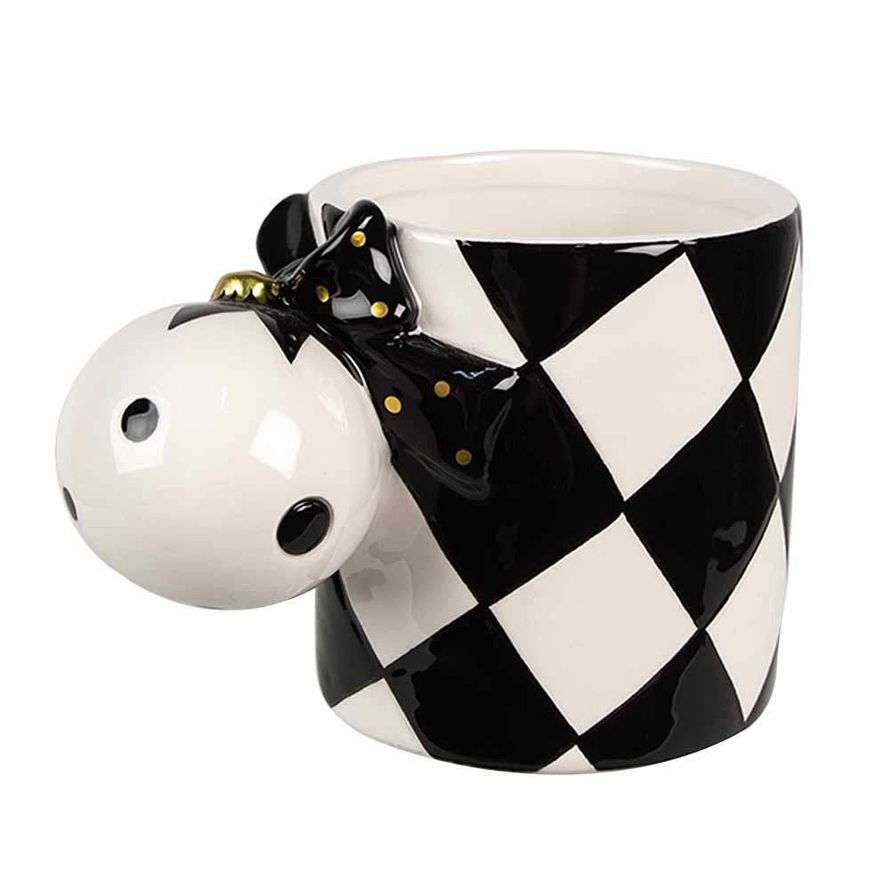 Clayre & Eef Tasse Tasse, 350 ml, schwarz-weißer Keramik Kaffeebecher, Tasse, 350 ml, schwarz-weißer Keramik Kaffeebecher