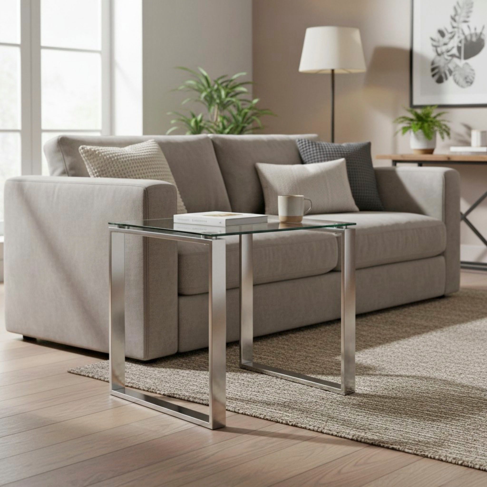 HAKU Beistelltisch Sofatisch, Wohnzimmertisch (1-St), quadratisch - aus Metall Silber B/T/H 55/55/55 cm