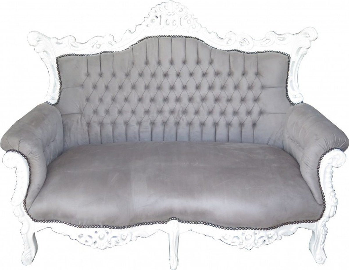 Casa Padrino 2-Sitzer Barock 2-er Sofa Master Grau / Weiß - Antik Stil Wohnzimmer Möbel