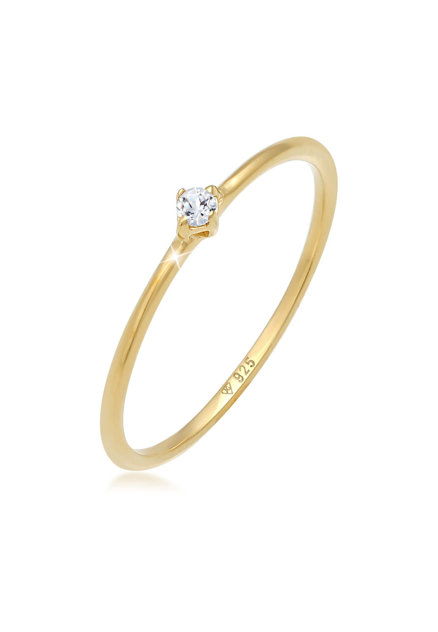 Elli Premium Verlobungsring Stapelring Topas Solitär Verlobung 925 Silber,  Zauberhafter Ring im zarten Design für Frauen