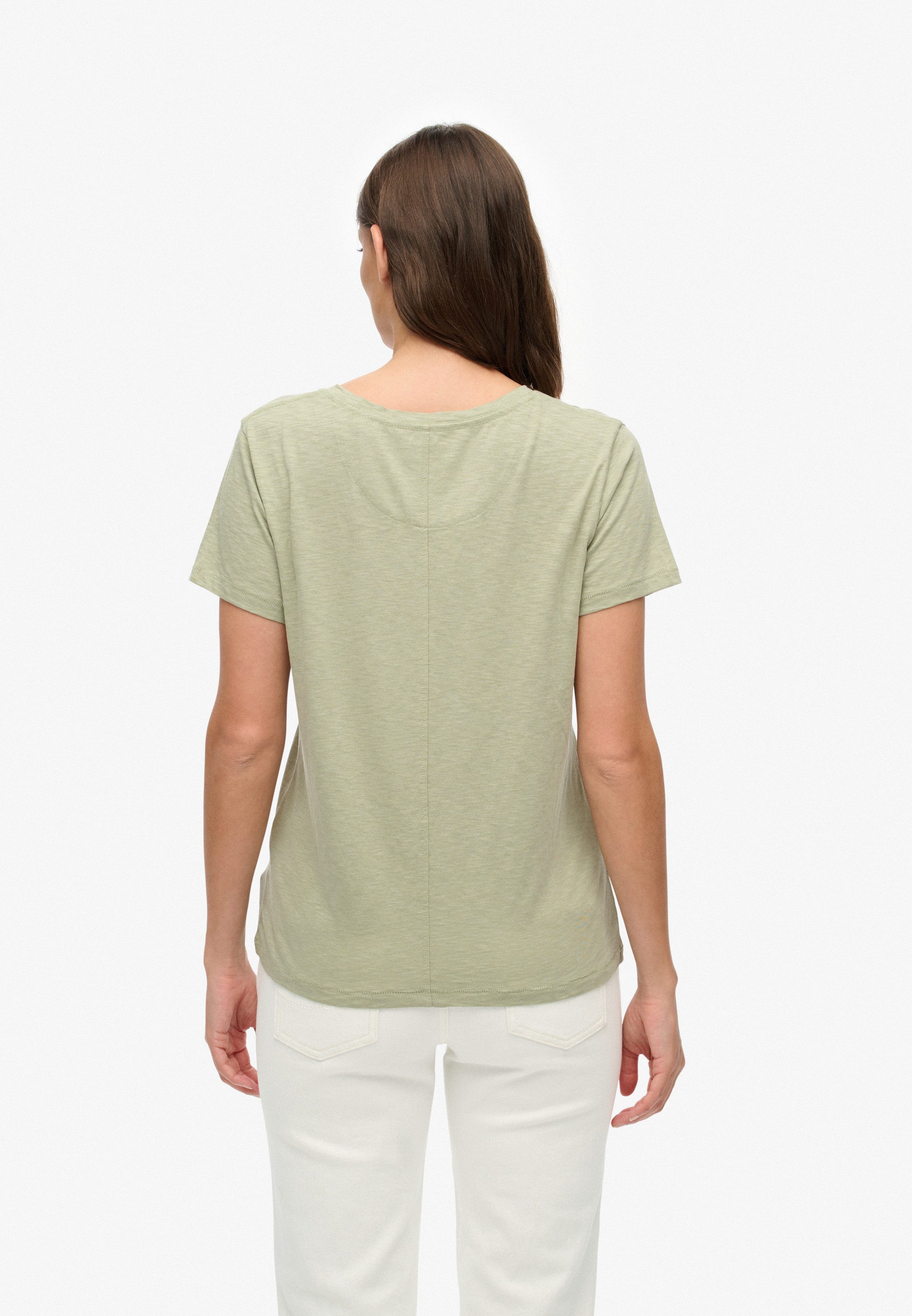 Superdry T-Shirt STUDIOS SLUB EMB VEE TEE Baumwollmischung, relaxed fit