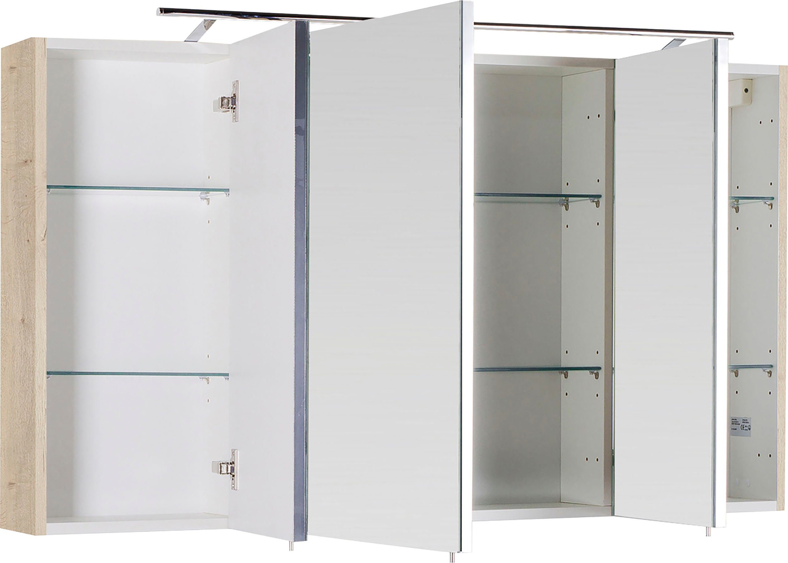 Spiegelschrank MARLIN Eiche Breite 120 weiß cm 3040, | weiß Struktur Eiche Struktur